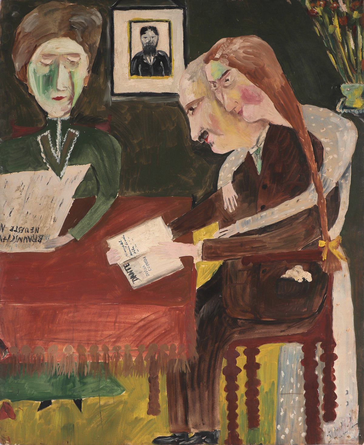 The Artist's Family at Breakfast <br>1940's Oil <br><br>#C8231