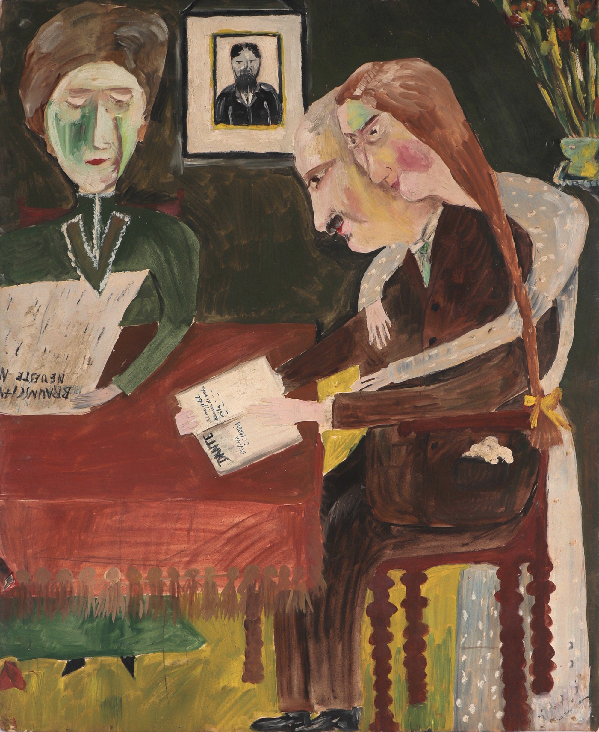 The Artist's Family at Breakfast <br>1940's Oil <br><br>#C8231