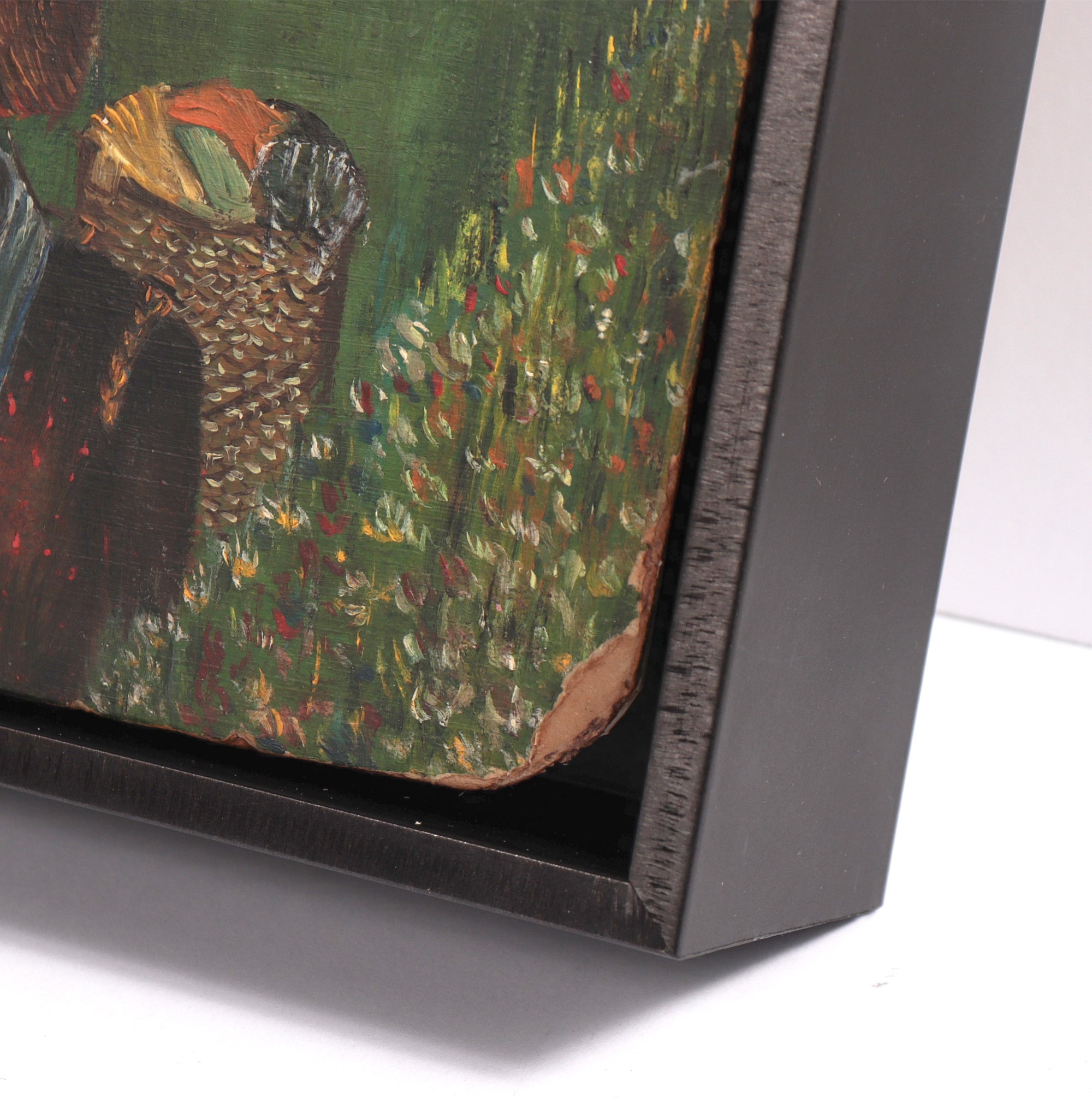 Laundry Day with a Picnic <br>1940s Oil <br><br>#C8233