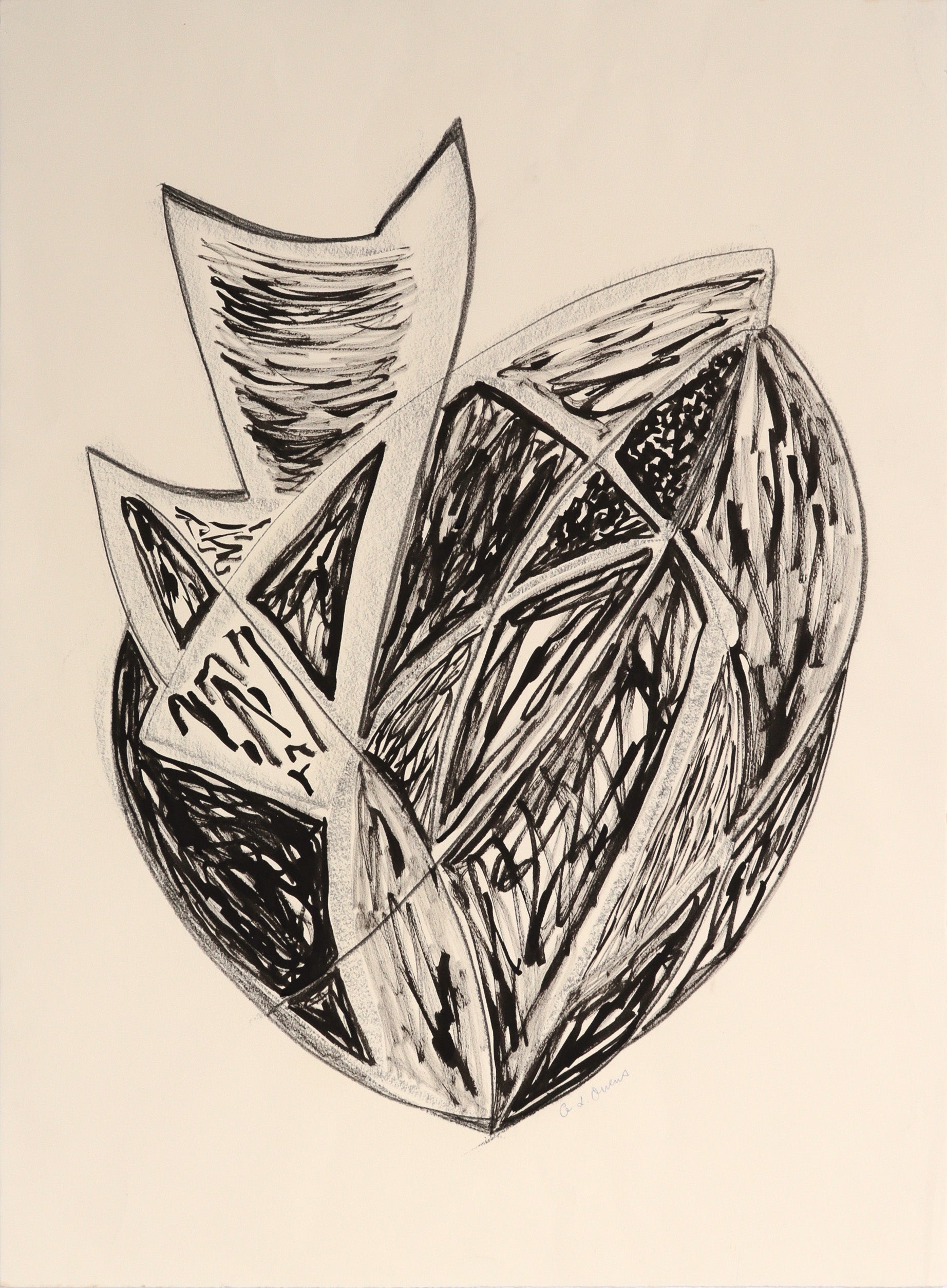 <I>Poisson Exotique</I> <br>Late 20th Century Ink & Charcoal <br><br>#C8311