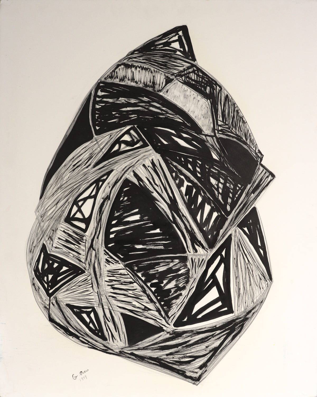 Ovoid Geometric Abstract <br>1999 Ink &amp; Charcoal <br><br>#C8317
