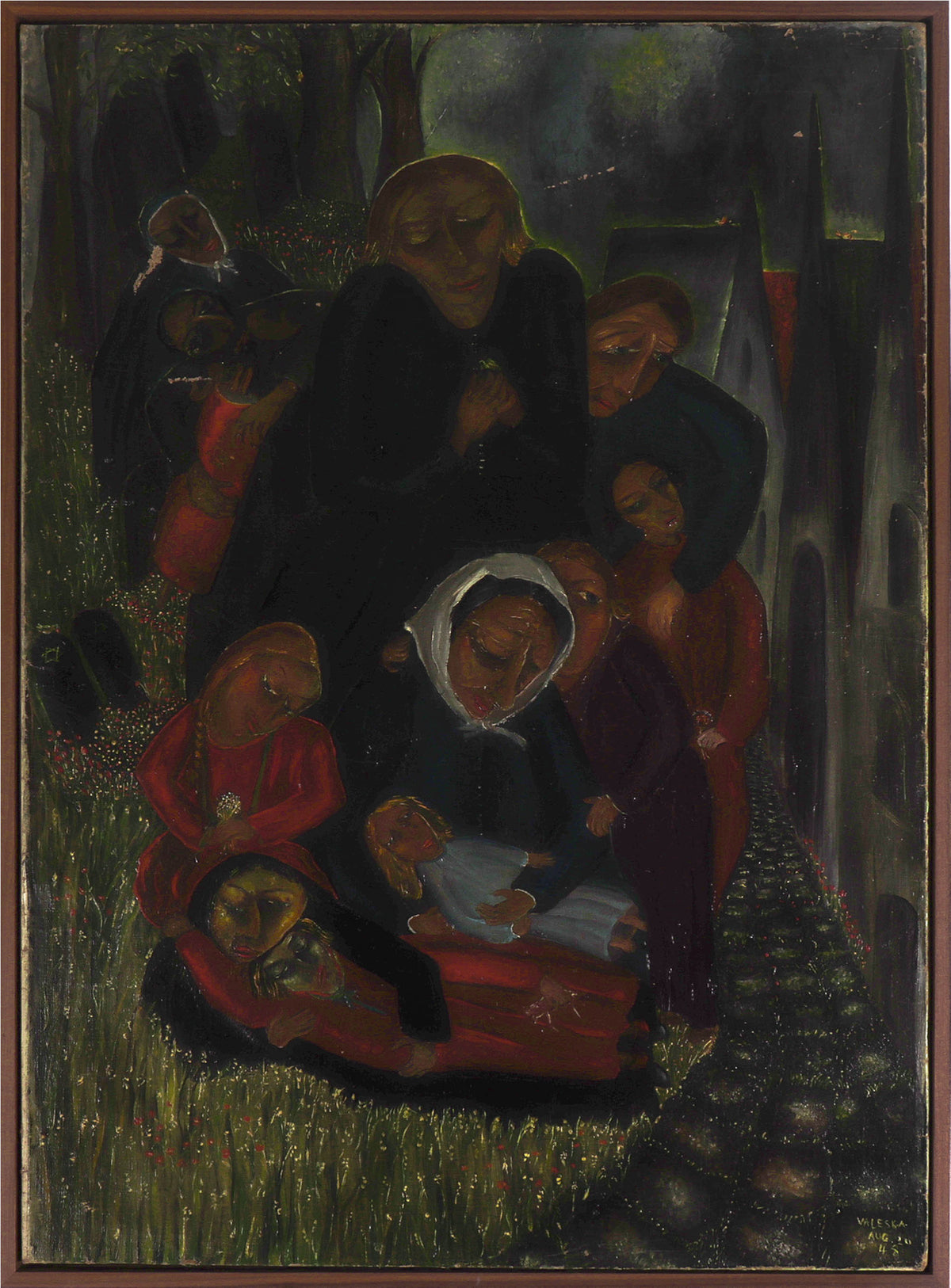 Cemetery Scene &lt;br&gt;1948 Oil &lt;br&gt;&lt;br&gt;#C8373