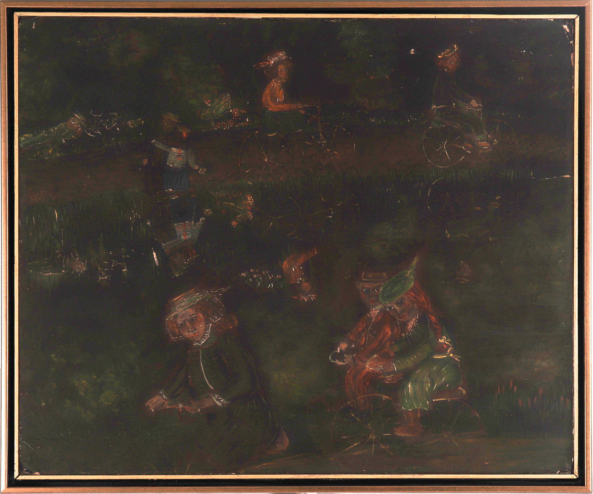 Bicycling to The Country &lt;br&gt;1940s Oil &lt;br&gt;&lt;br&gt;#C8377