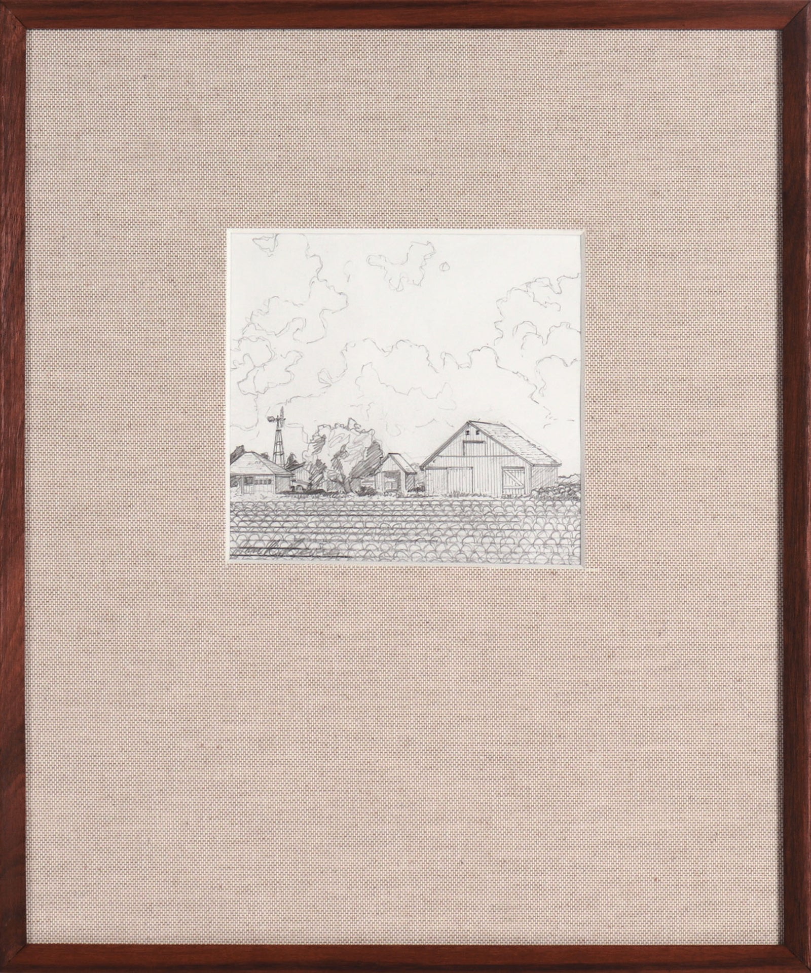 Farmhouse Landscape <br>20th Century Graphite <br><br>#C8398