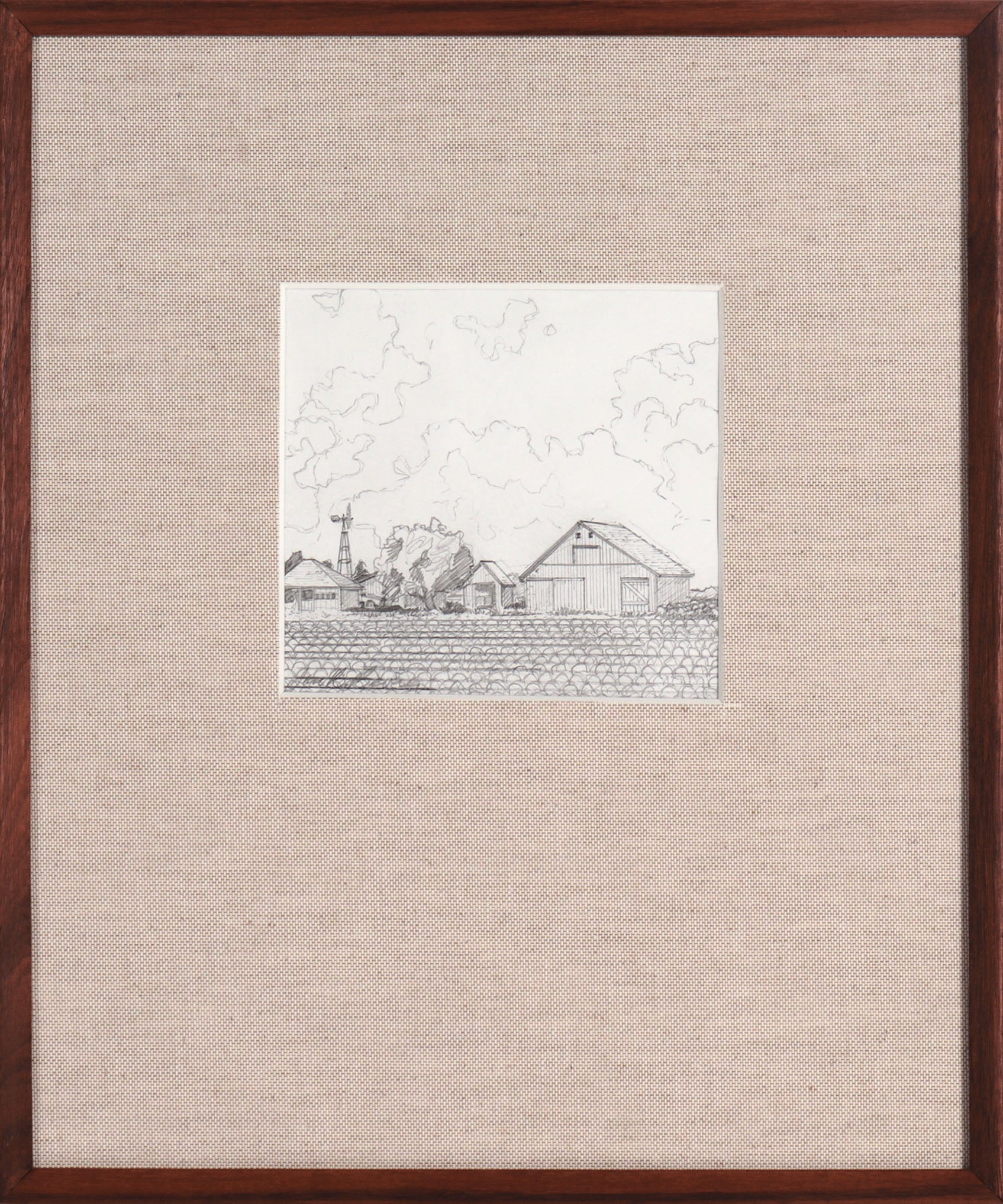Farmhouse Landscape <br>20th Century Graphite <br><br>#C8398