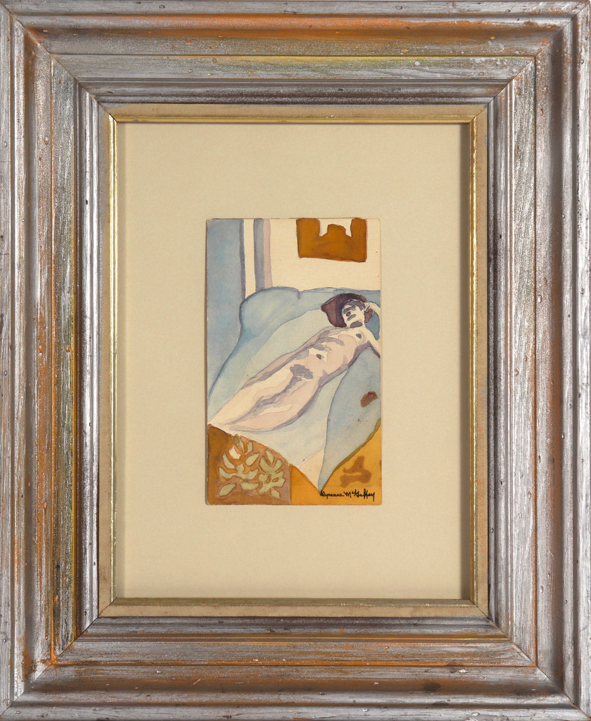 Lounging Bay Area Figurative Nude <br>20th Century Watercolor <br><br>#C8408