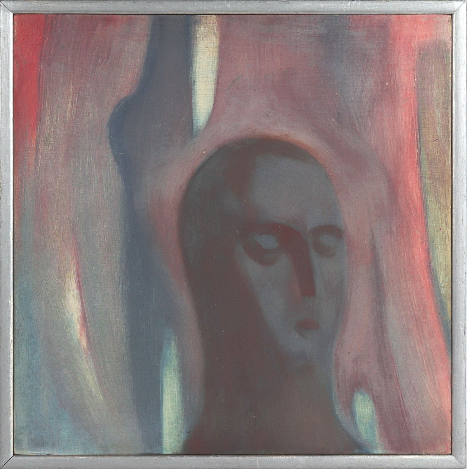 Muted Abstracted Portrait <br> Circa Early 1970s Oil <br><br>#C8429