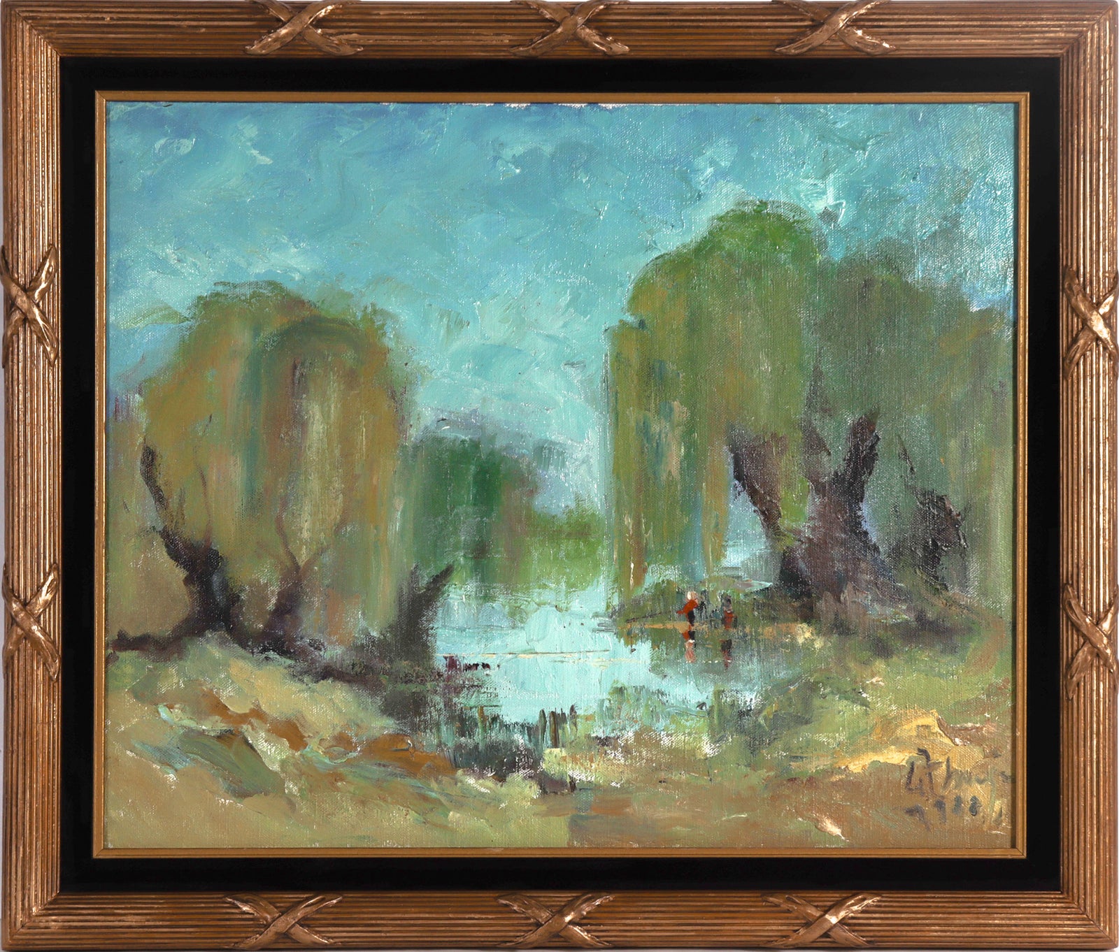 Dreamy Soviet Impressionist Landscape <br>1988 Oil <br><br>#C8437