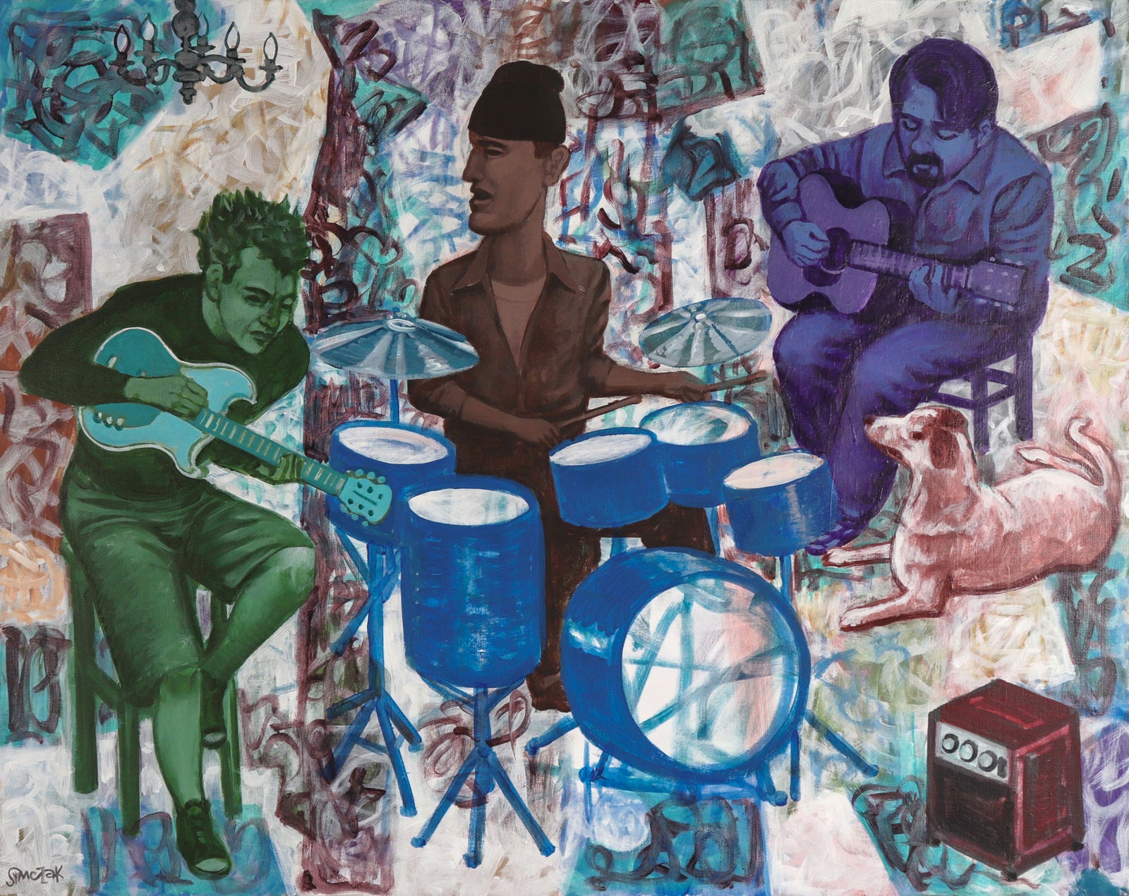 New York Jazz Player Scene <br>Early 21st Century Acrylic <br><br>#C8461