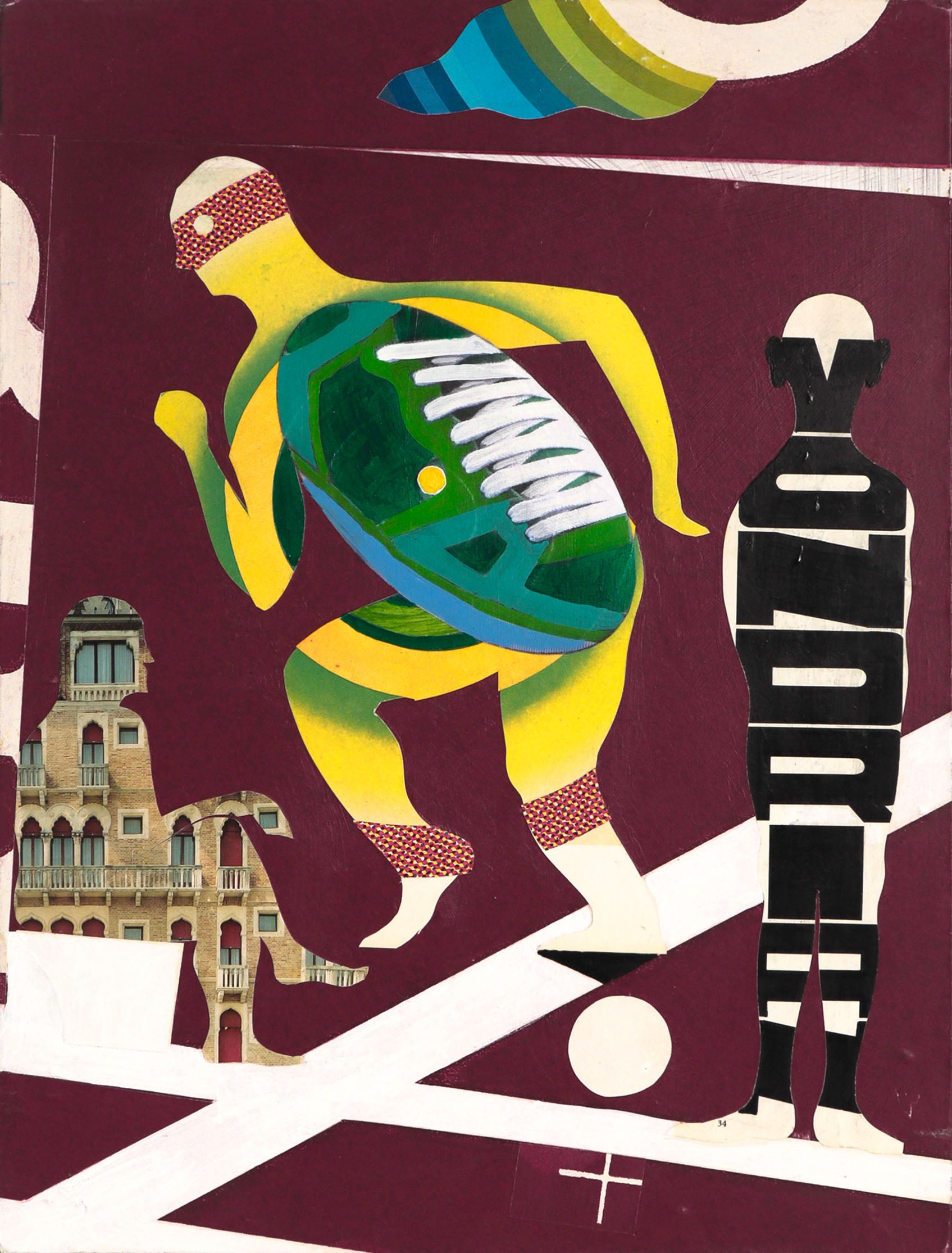 Running Figure <br>2000s Mixed Media Collage <br><br>#C8522