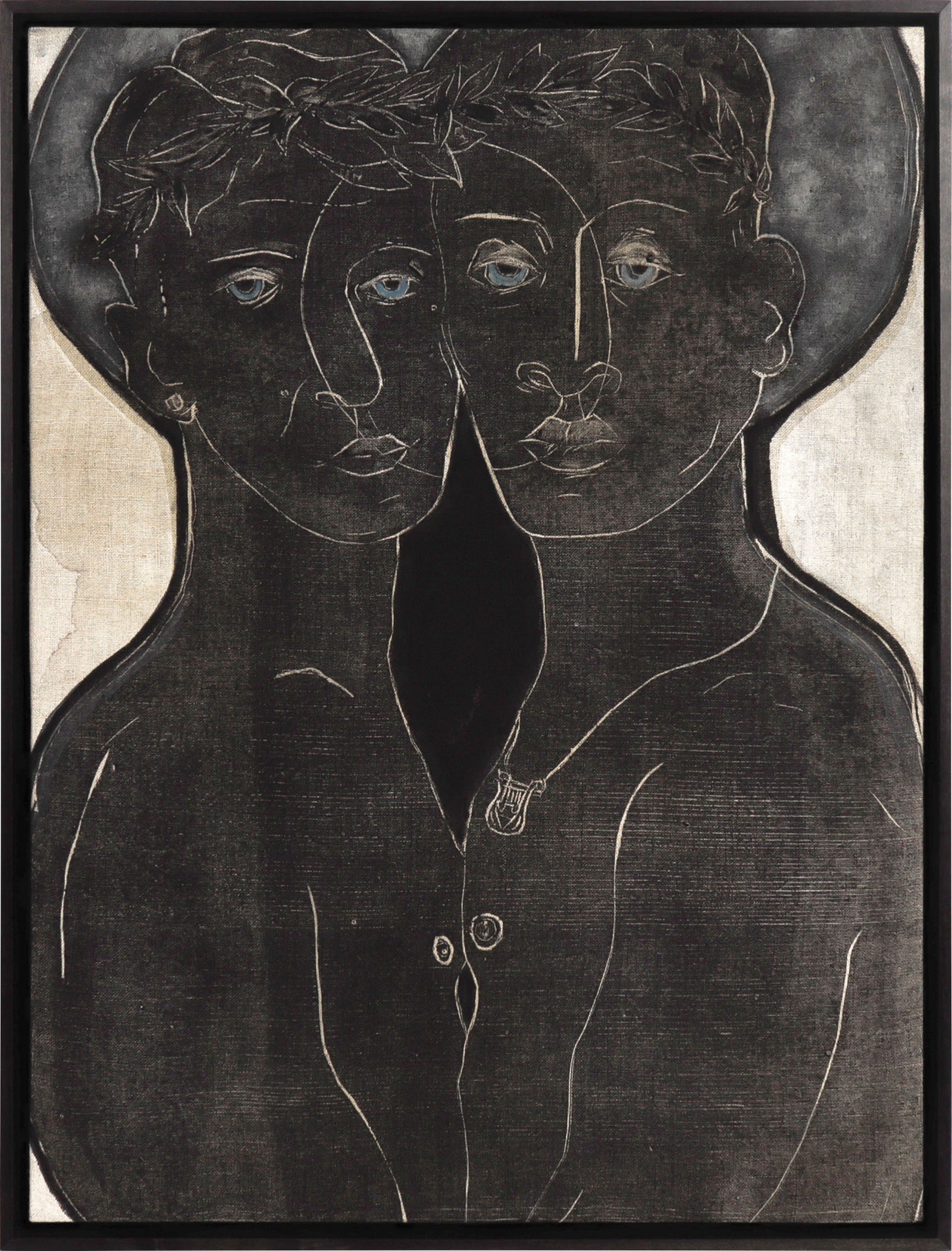 <i>David and Jonathan</i> <br>2025 Woodcut & Oil <br><br>#C8597