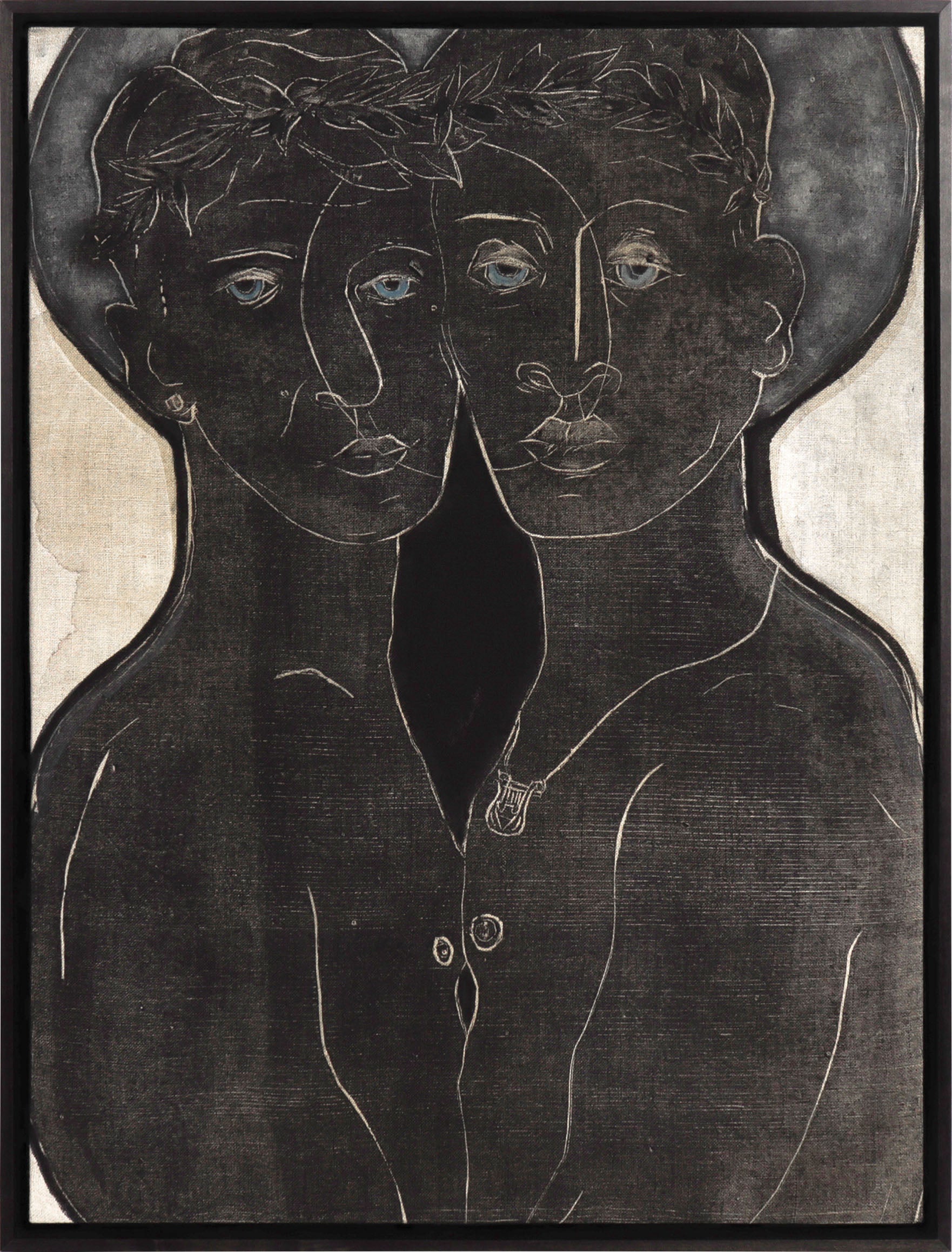 <i>David and Jonathan</i> <br>2025 Woodcut & Oil <br><br>#C8597