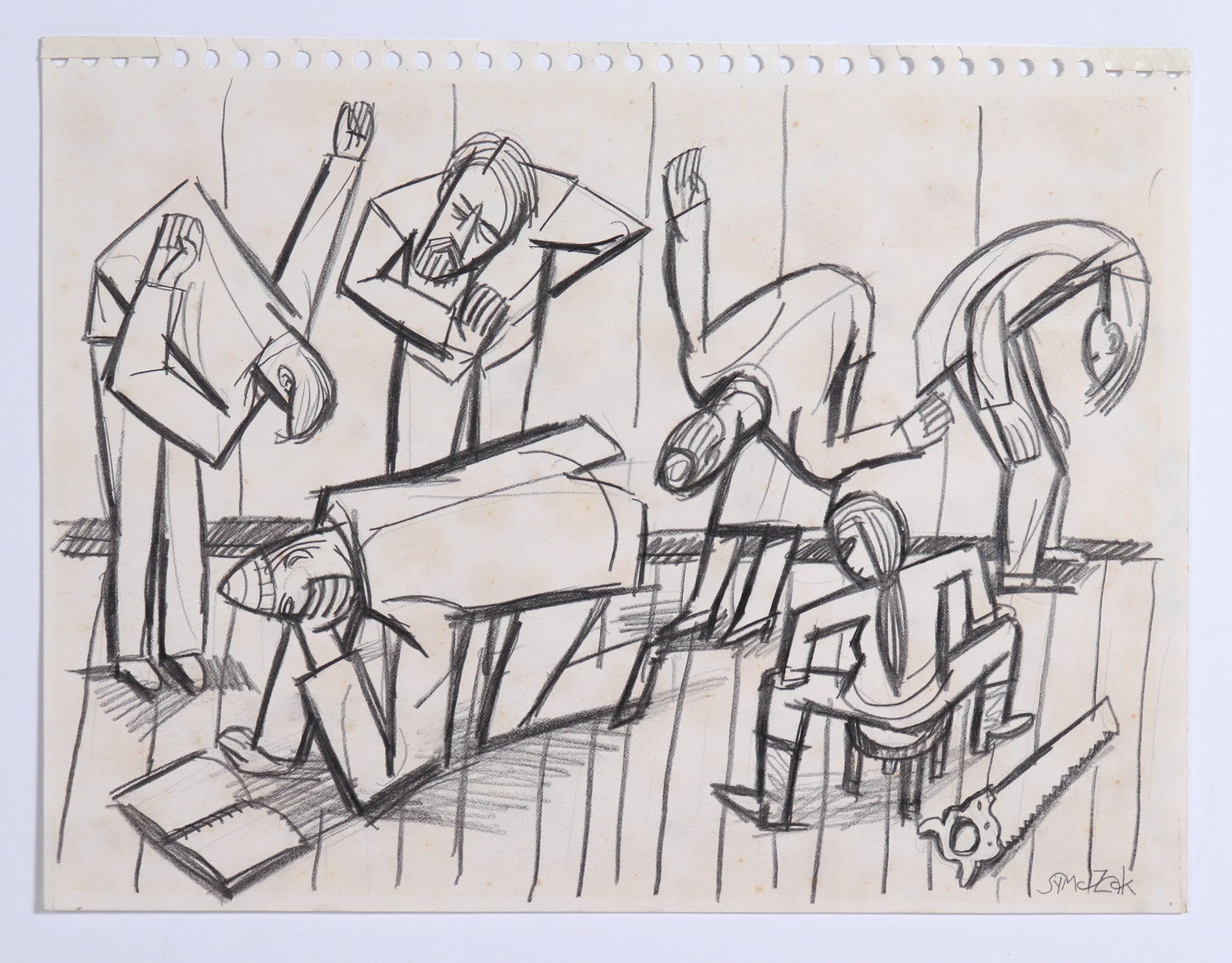 <i>Reading Through I, Rehearsal Series</i> <br>C. 1991 Graphite<br><br>#C8633