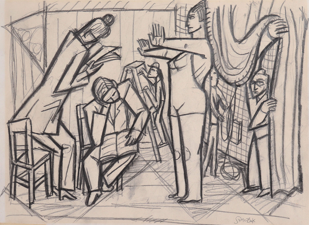 Busy Backstage Scene &lt;br&gt;C. 1991 Graphite &lt;br&gt;&lt;br&gt;#C8635