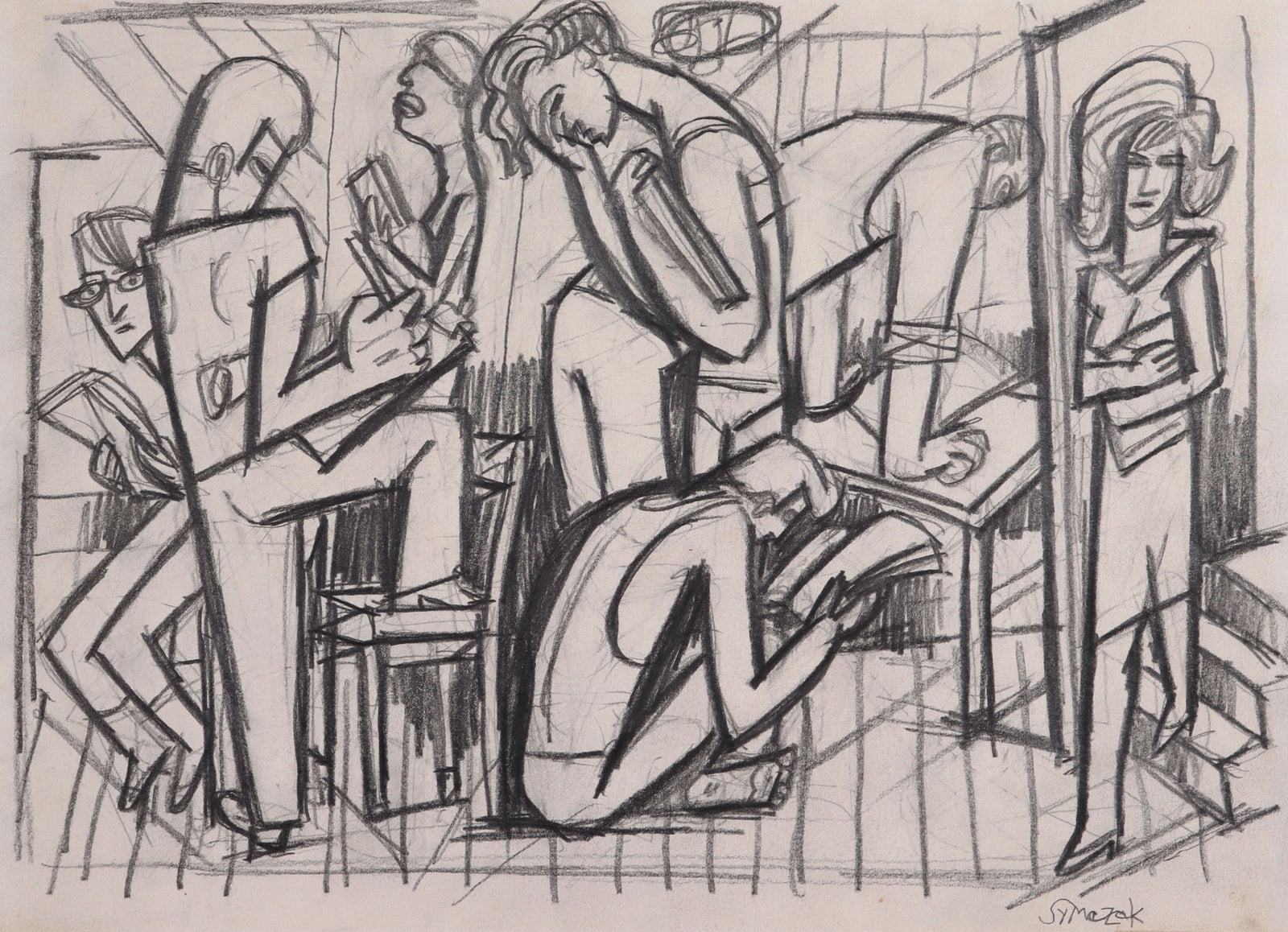 Backstage at the Theater <br>C. 1991 Graphite <br><br>#C8637