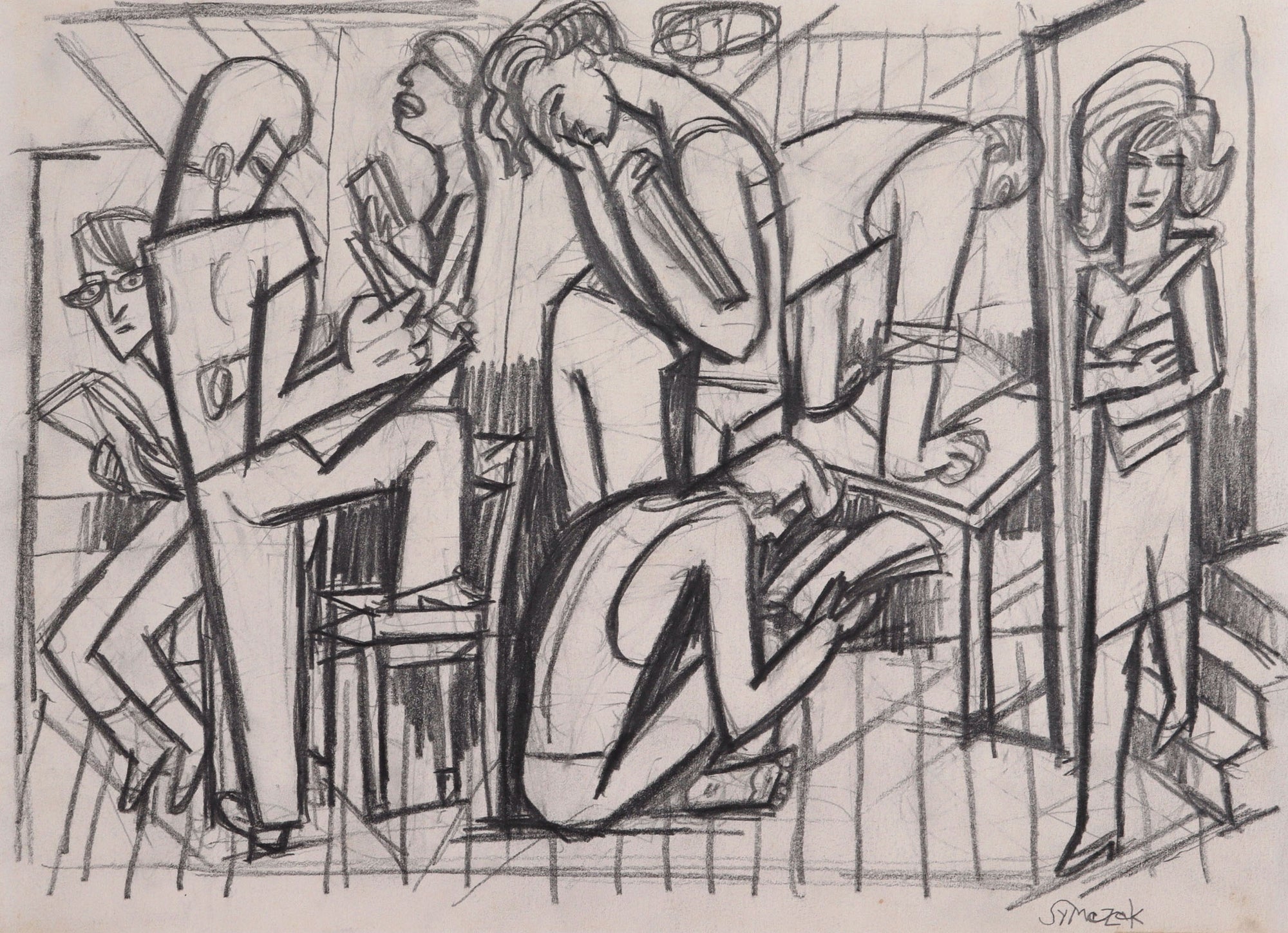 Backstage at the Theater <br>C. 1991 Graphite <br><br>#C8637