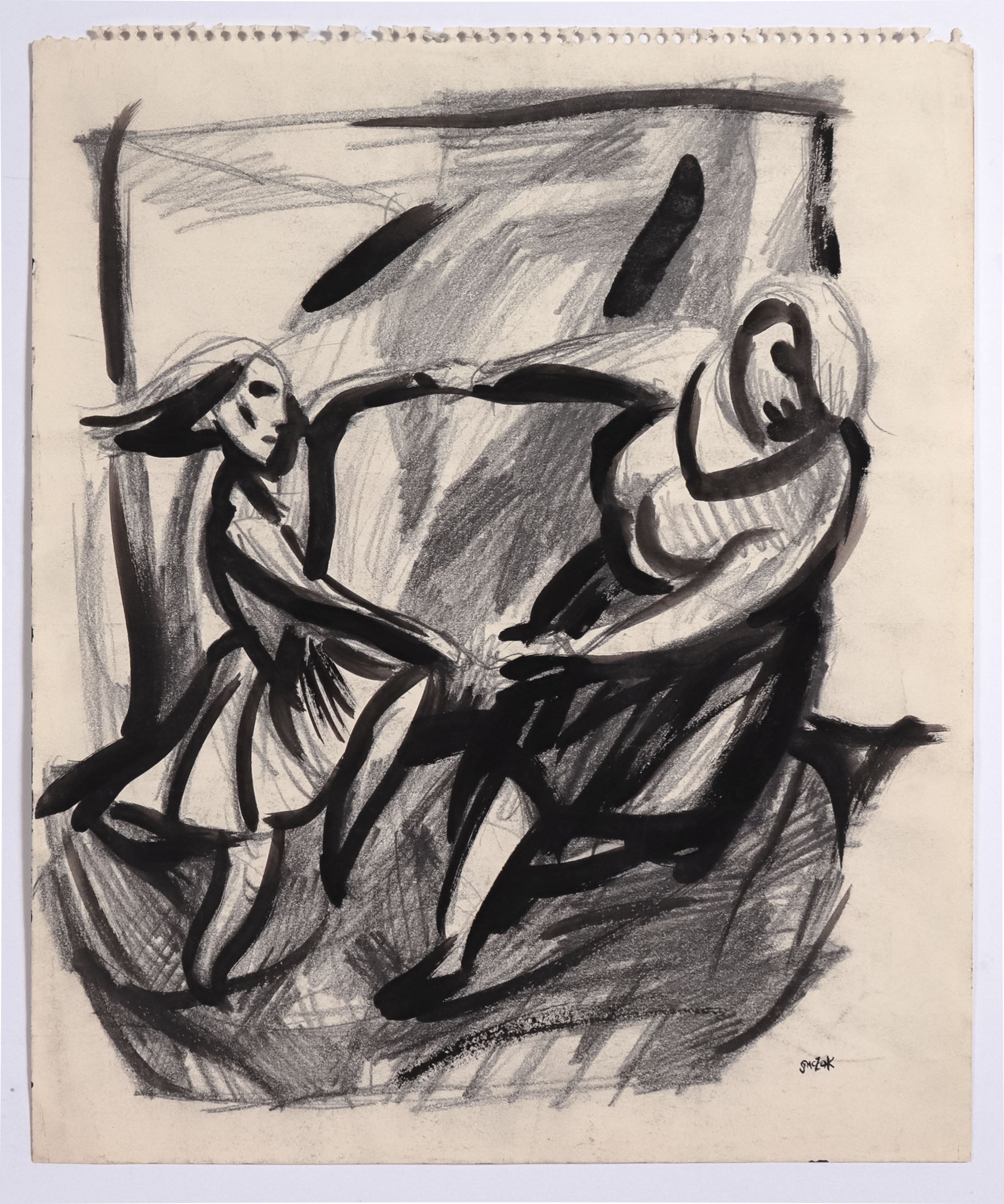 <i>Mother-Daughter Dance</i> <br>C. 1991 Graphite & Ink <br><br>#C8638