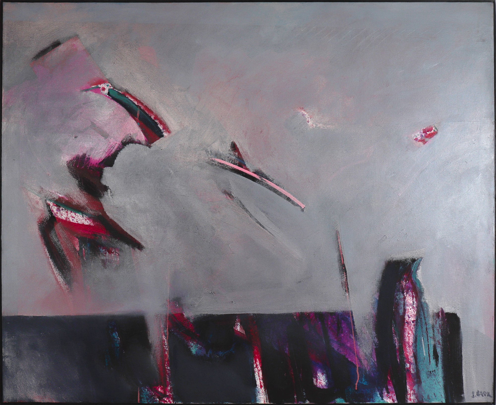 Pink & Gray Abstraction <br>20th Century Oil <br><br>#C8657