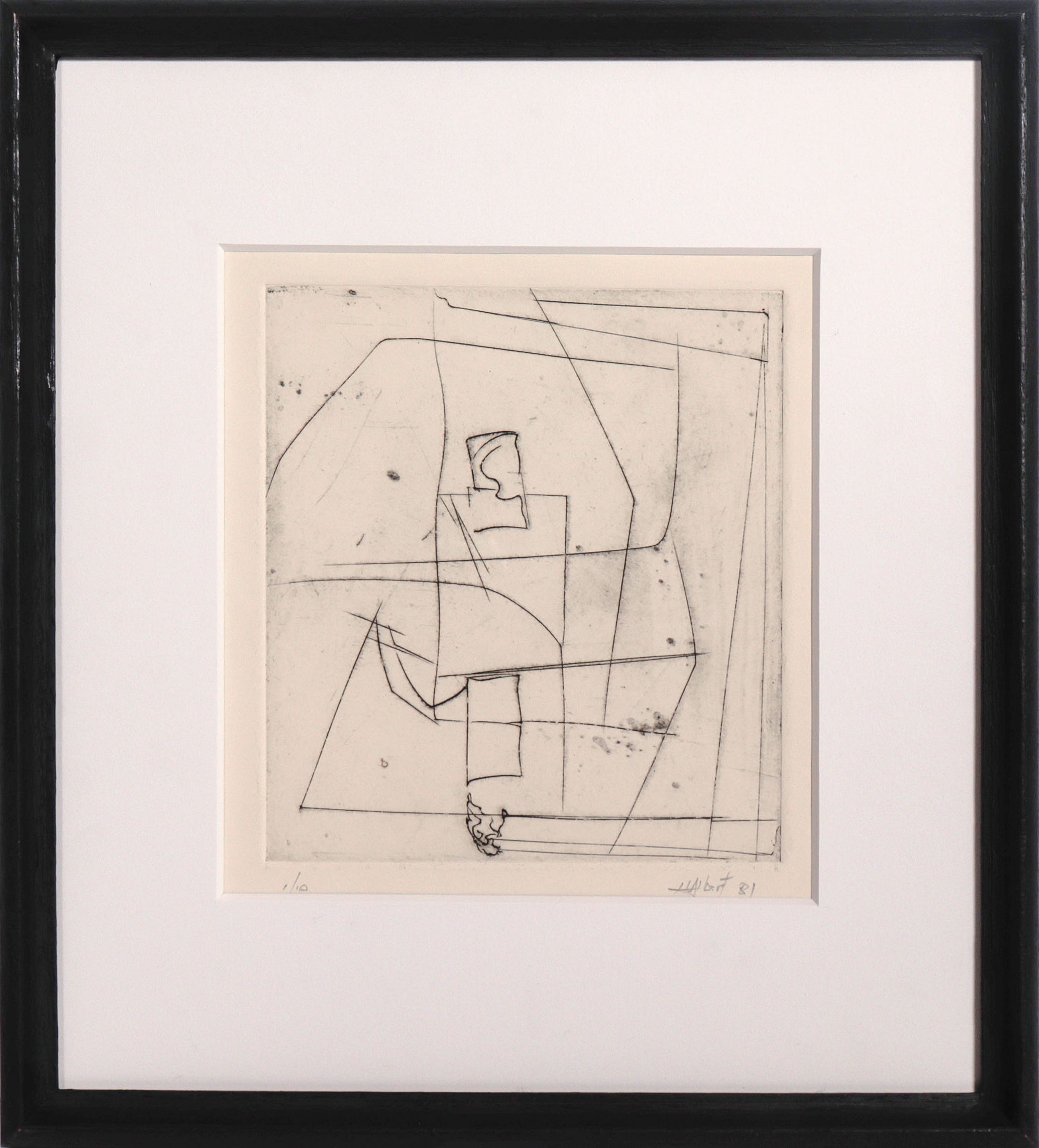 Modernist Linear Abstract <br>1981 Etching <br><br>#C8679