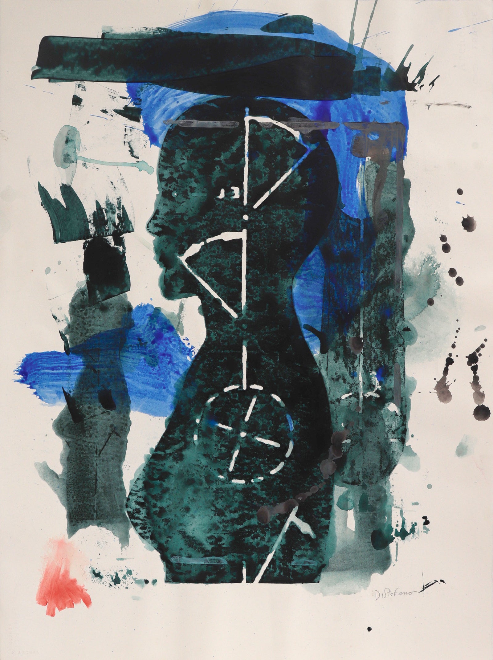 Blue & Green Pop Art Figure <br>1970s Mixed Media Acrylic <br><br>#C8695