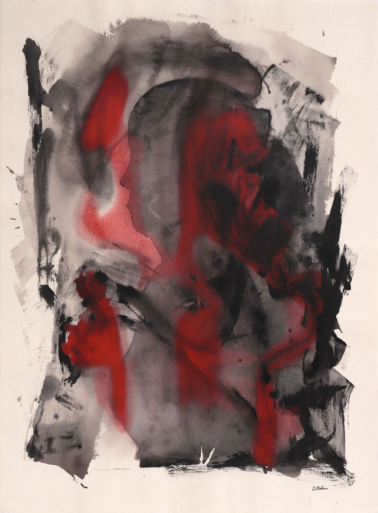 Bold Gestural Abstract <br>1970s Mixed Media <br><br>#C8704