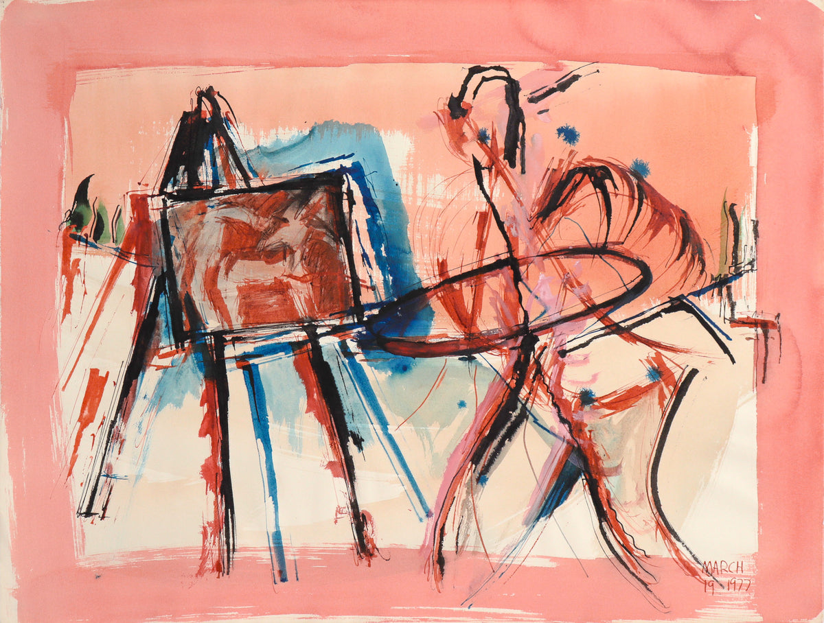 Artist and Easel <br>1977 Mixed Media <br><br>#C8709