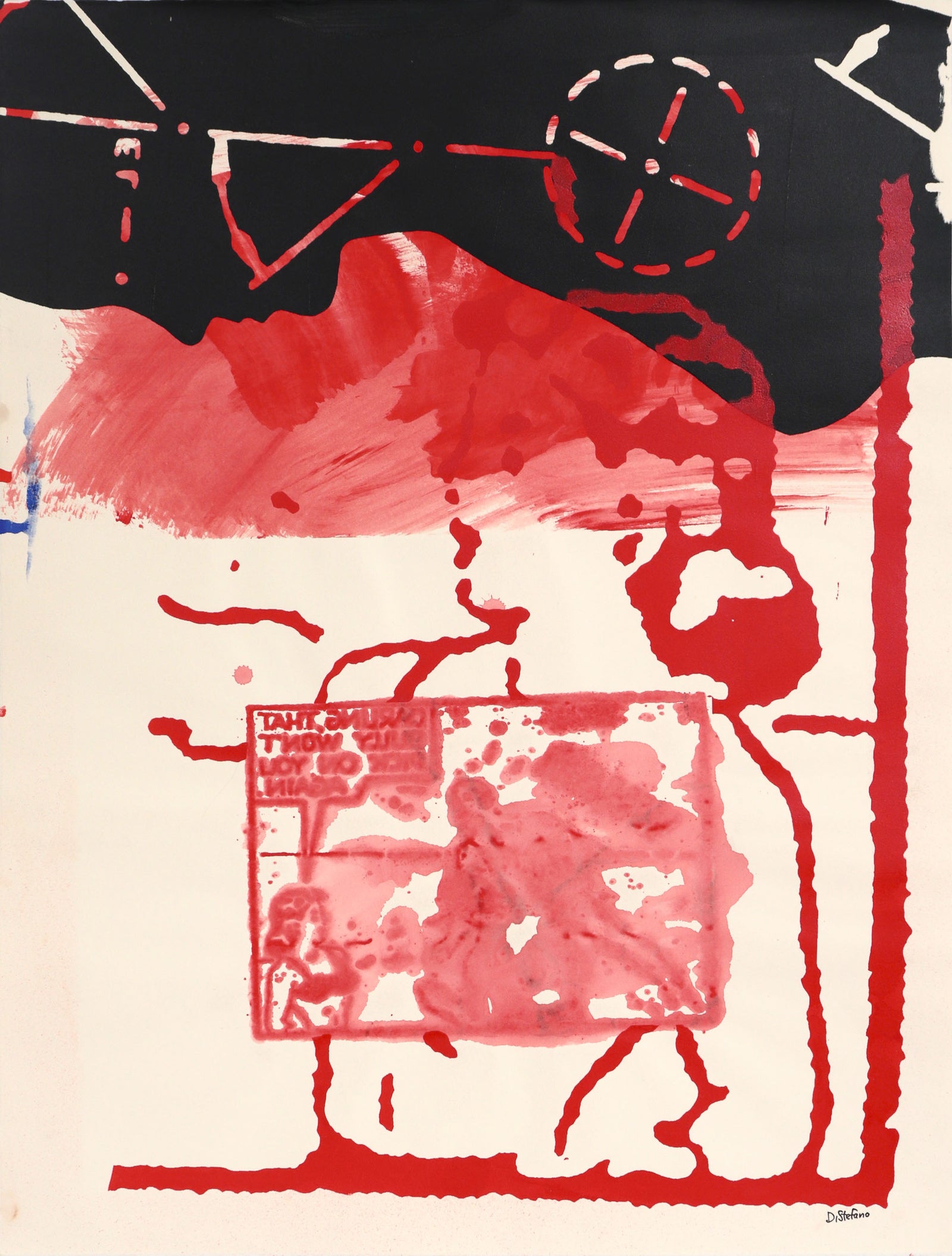 Mid Century Figurative Abstract <br>1970s Mixed Media <br><br>#C8713