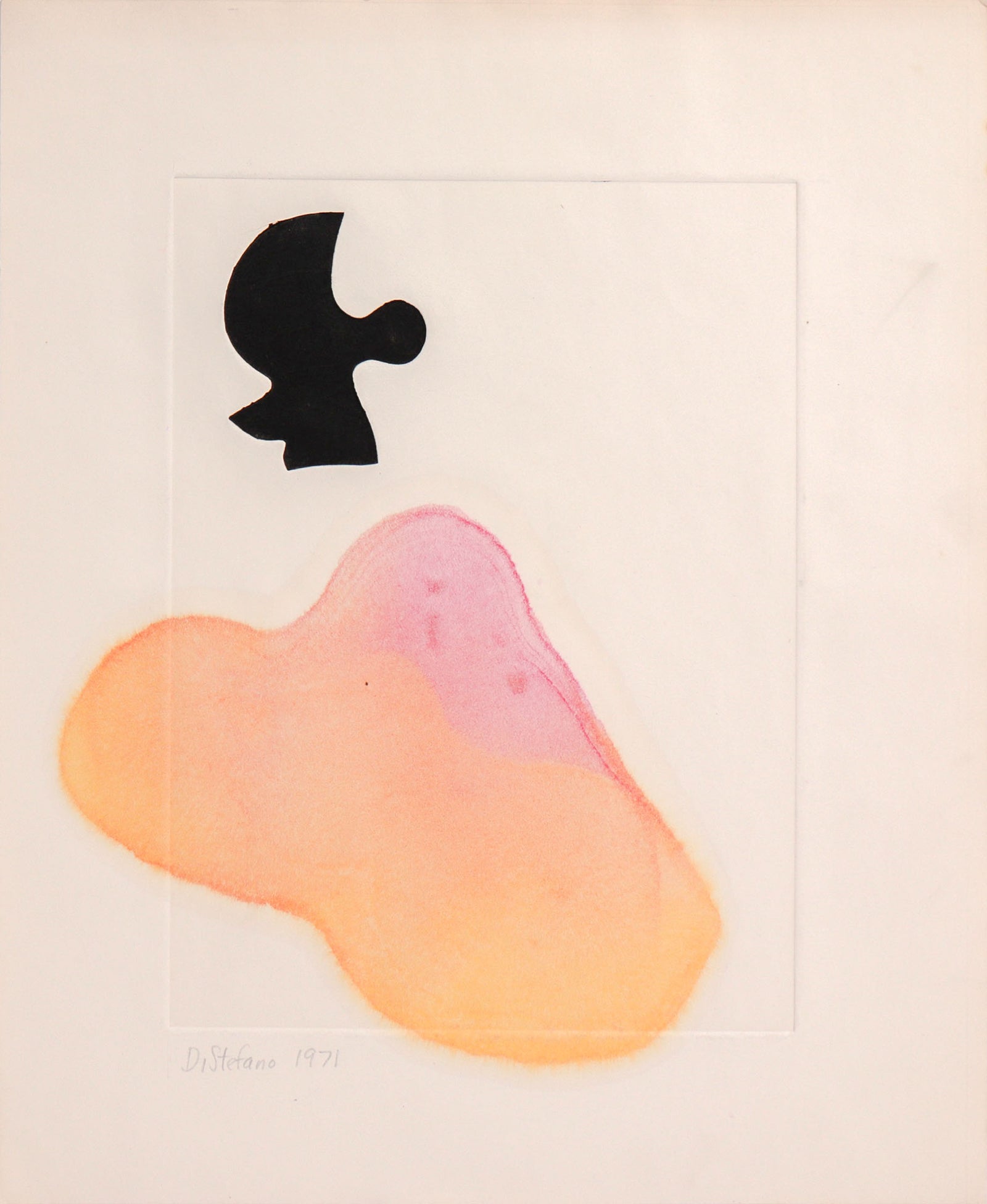 Pink & Black 1971 Mixed Media & Emboss Abstract <br><br>#C8721