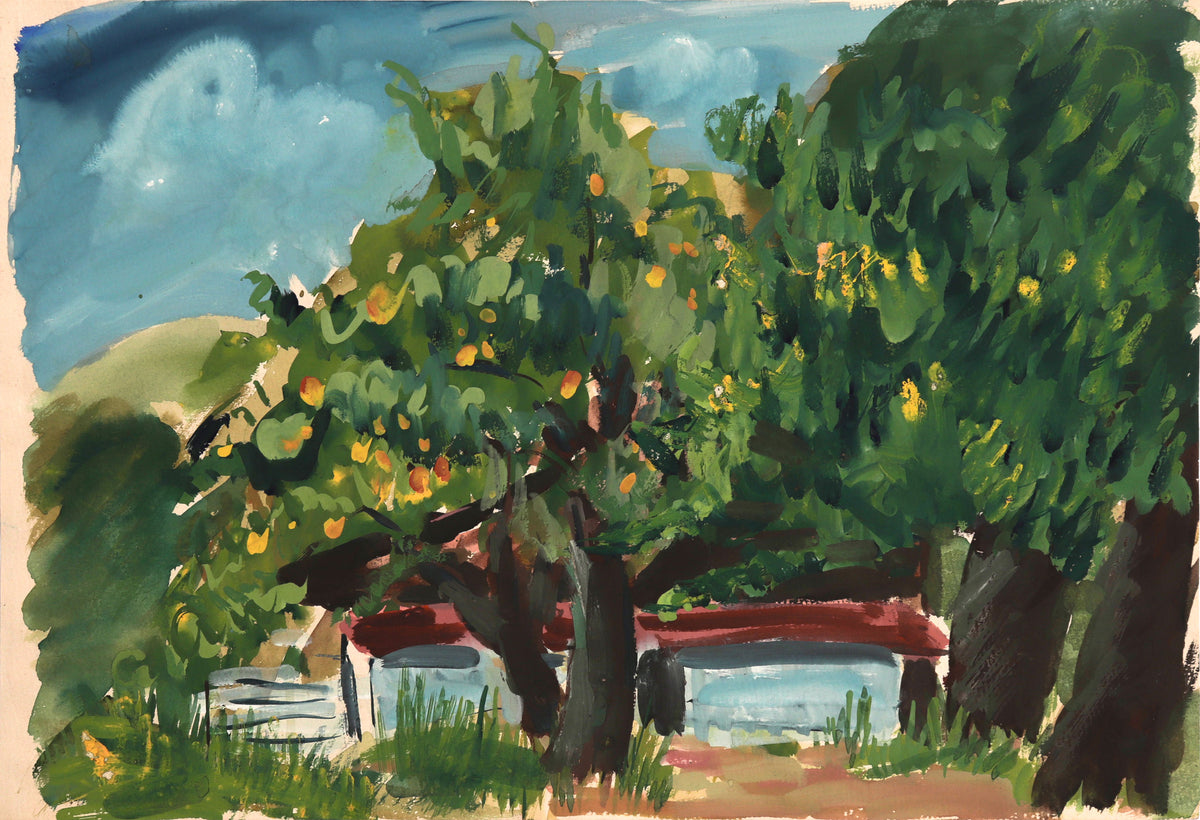 Landscape with Fruit Tree &lt;br&gt;20th Century Gouache &lt;br&gt;&lt;br&gt;#C8728
