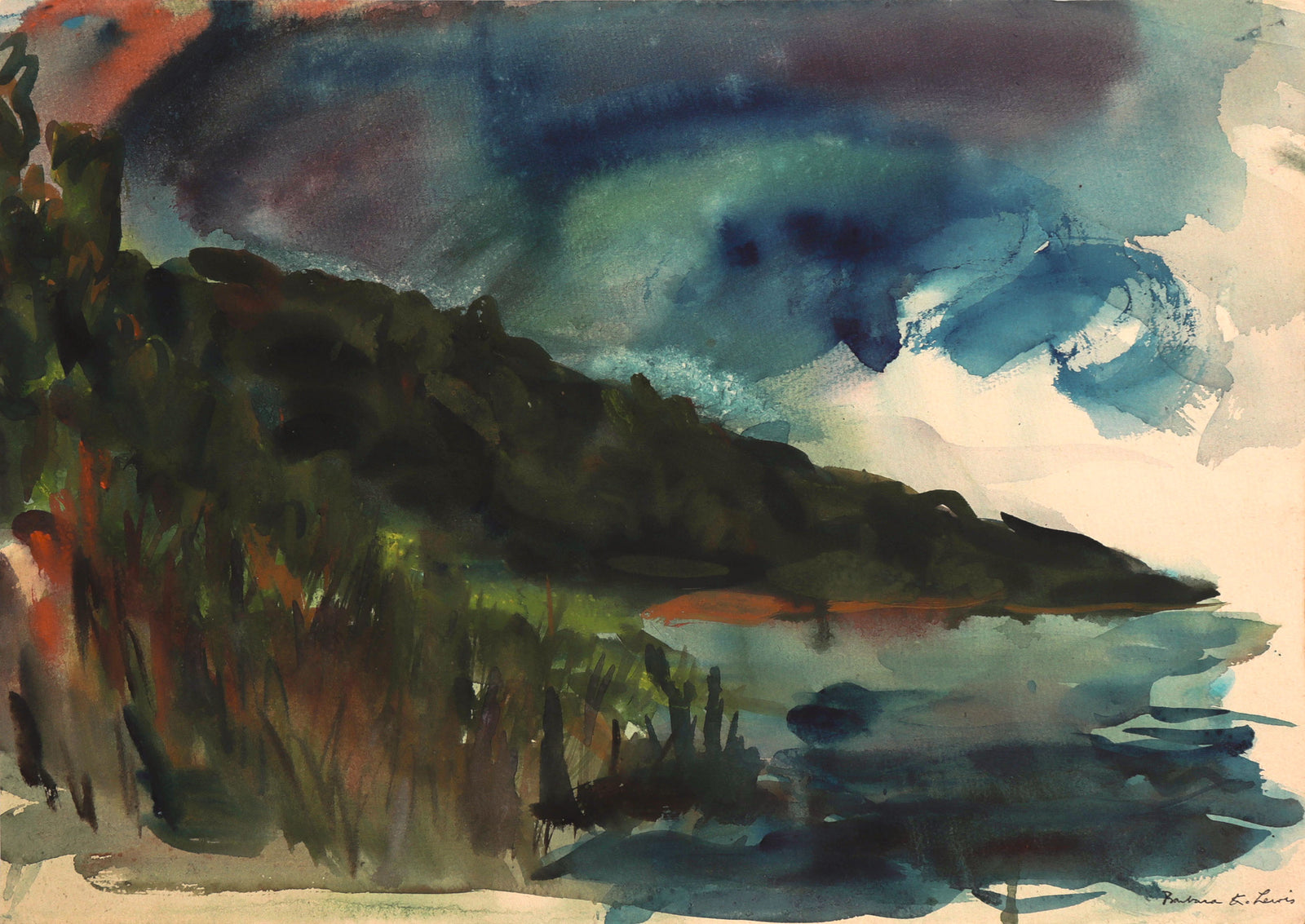 Stormy Coastal Abstract <br>20th Century Gouache <br><br>#C8732