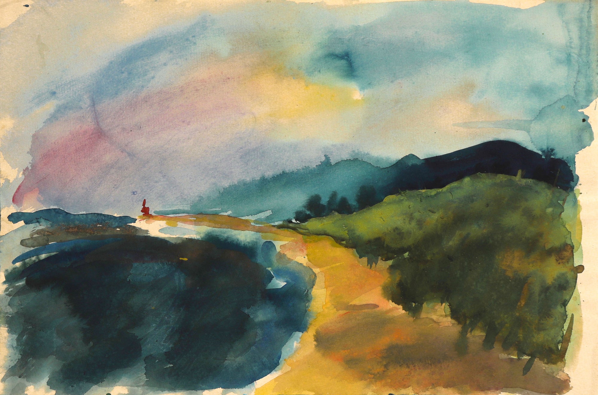 Abstracted Coastal Path <br>20th Century Goauche <br><br>#C8733