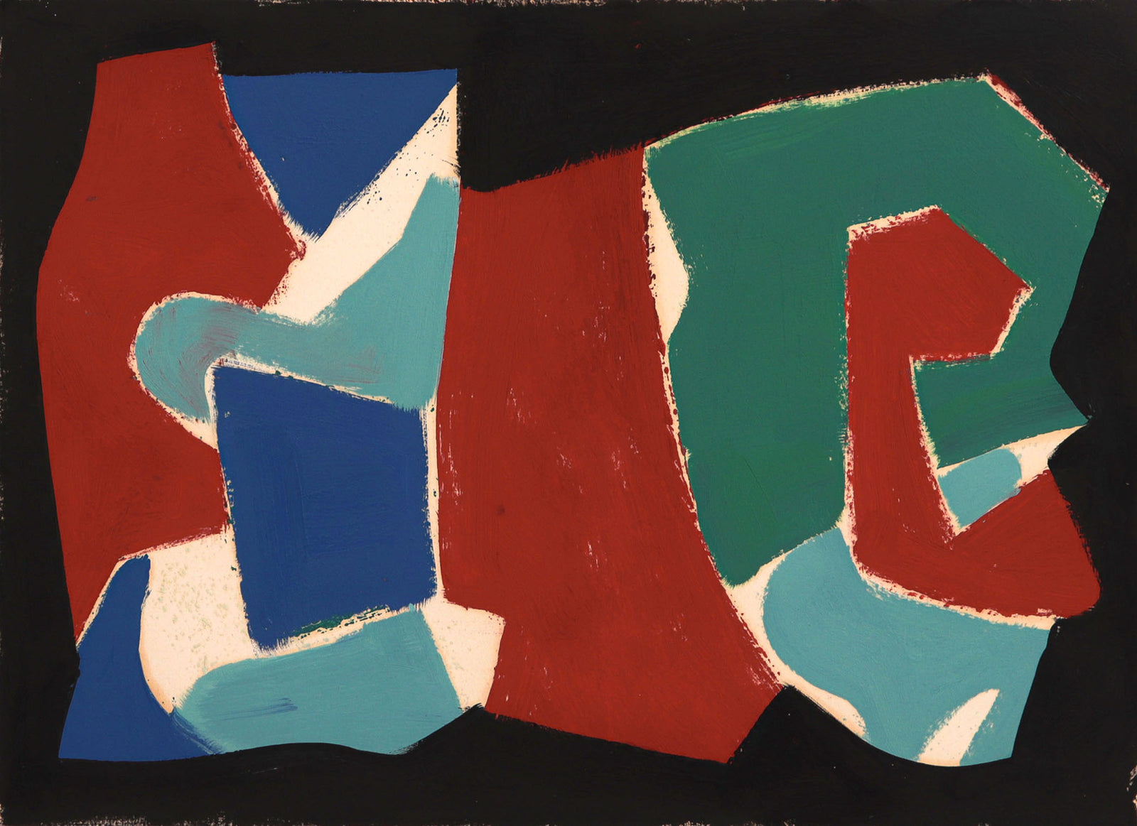 Abstracted Forms <br>1990s Oil on Paper <br><br>#C8736