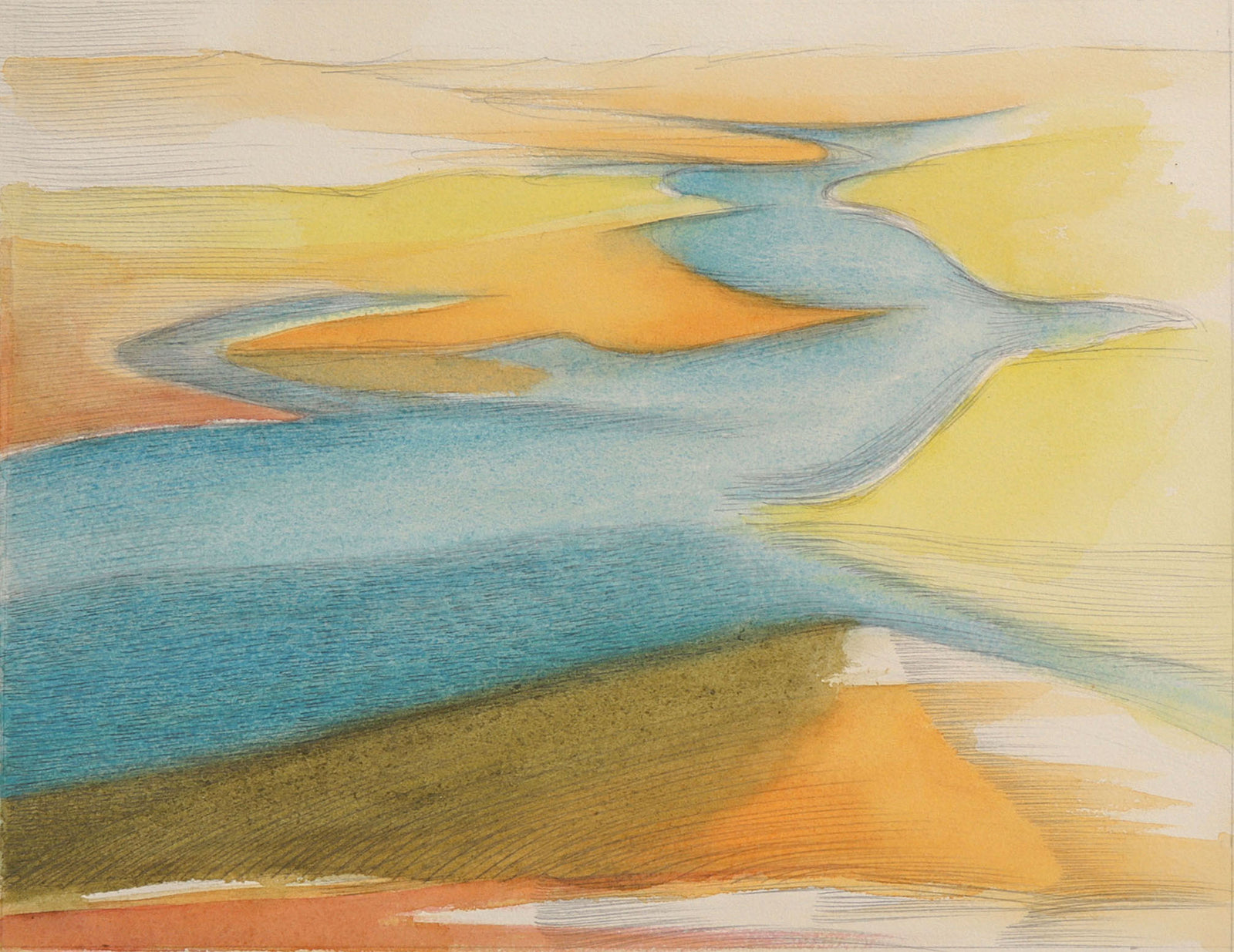 <i>Rono - Out VI</i> <br>1970s Graphite & Watercolor <br><br>#C8742