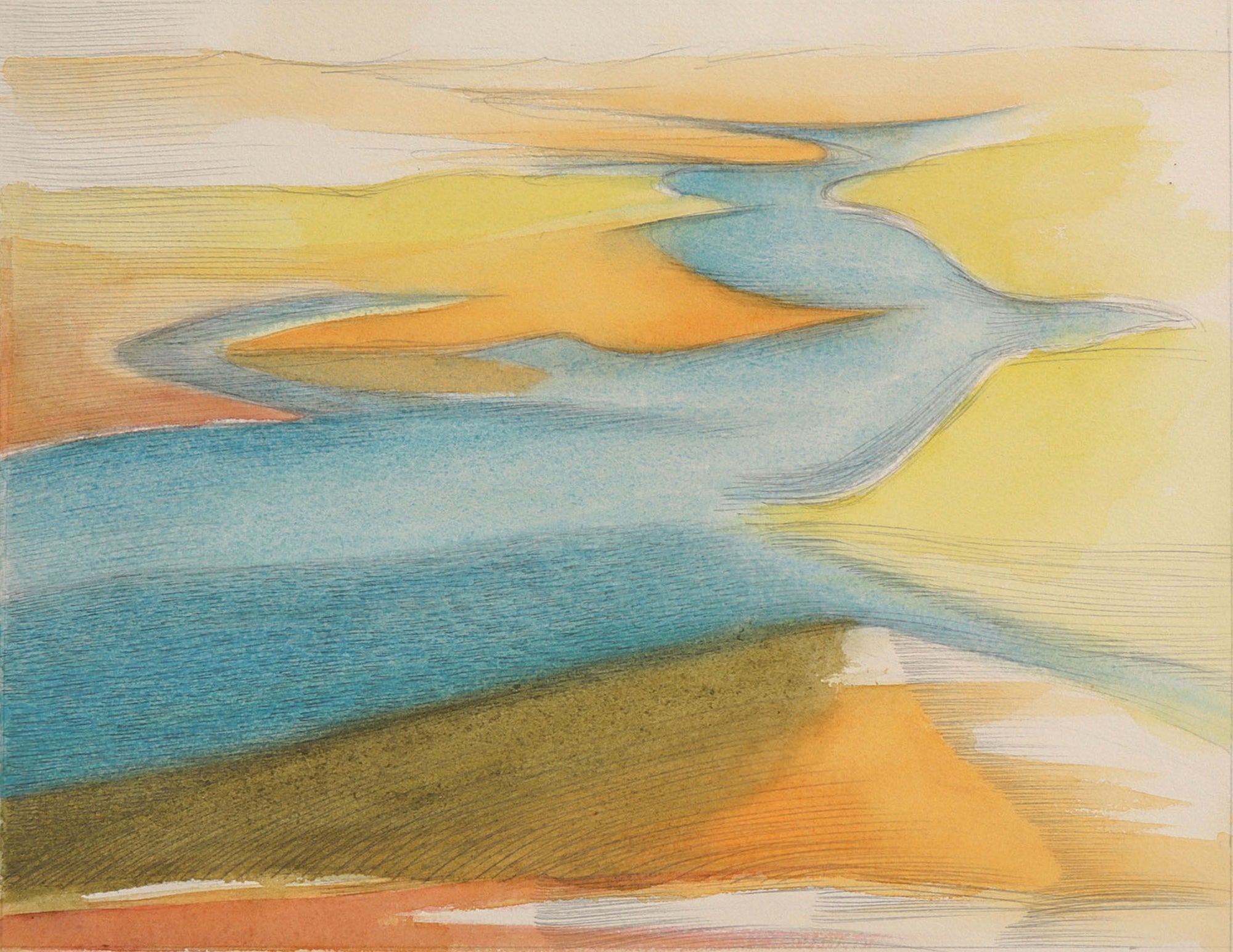 <i>Rono - Out VI</i> <br>1970s Graphite & Watercolor <br><br>#C8742