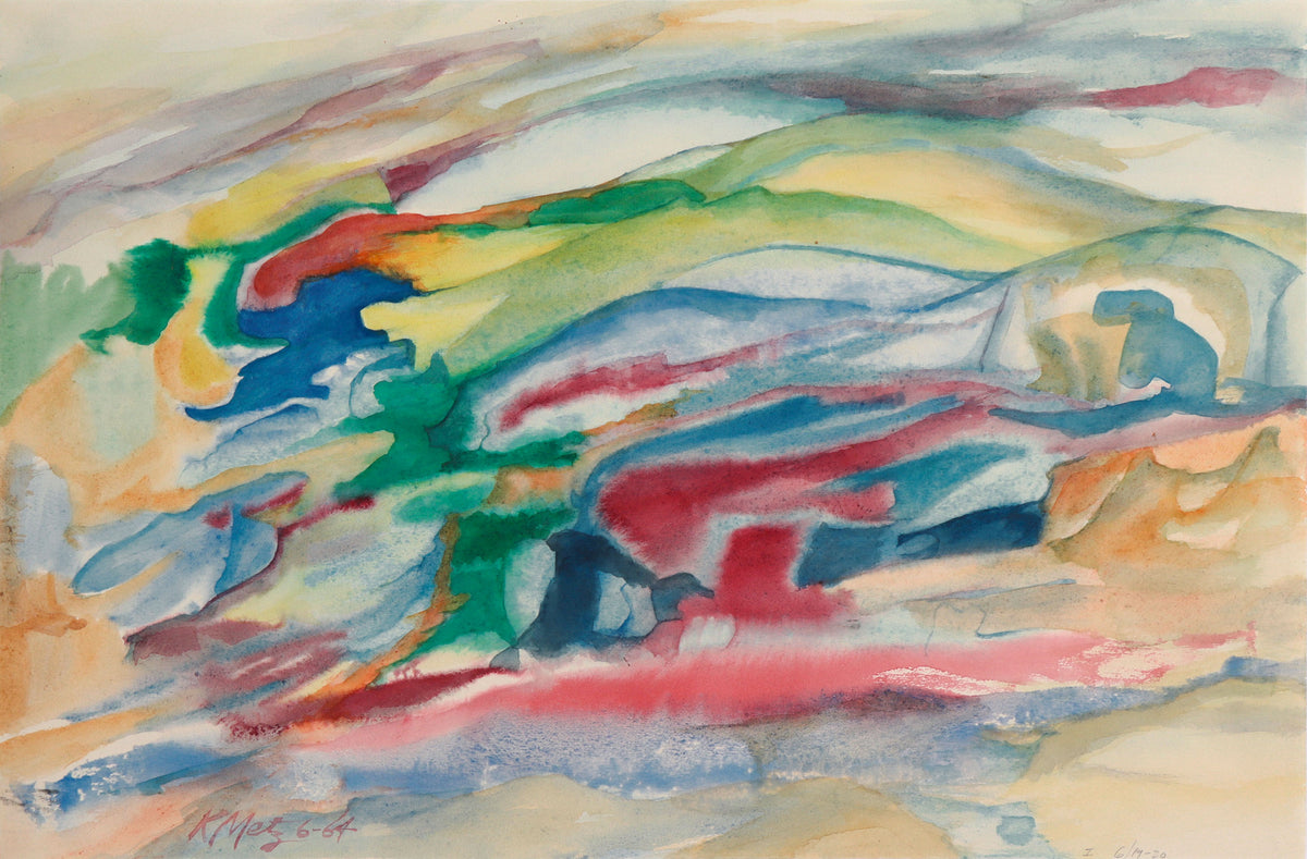 Colorful Abstracted Landscape &lt;br&gt;1964 Watercolor &lt;br&gt;&lt;br&gt;#C8745
