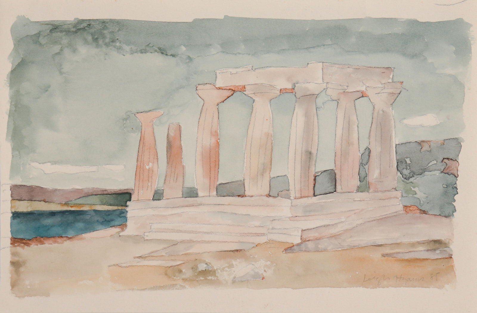 <i>Temple of Apollo, Corinth</i> <br>1985 Watercolor & Graphite <br><br>#C8768