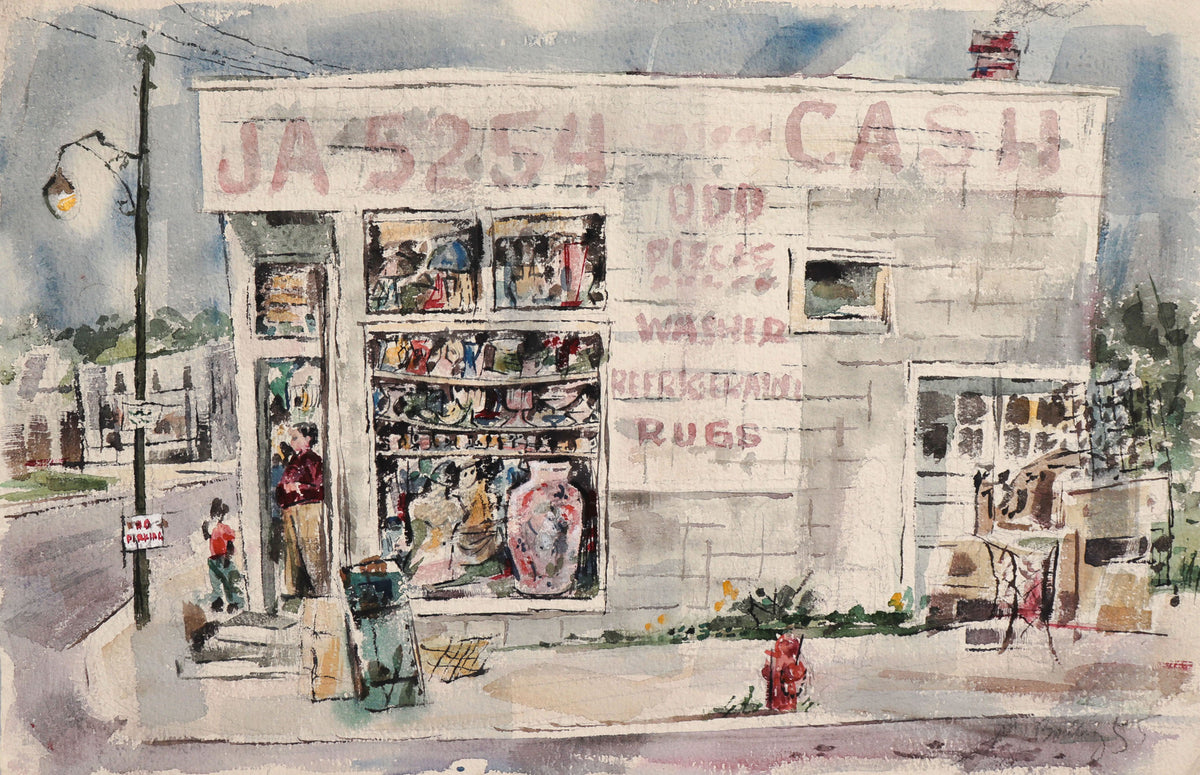 Scene of Oakland, CA <br>1955 Watercolor <br><br>#C8771
