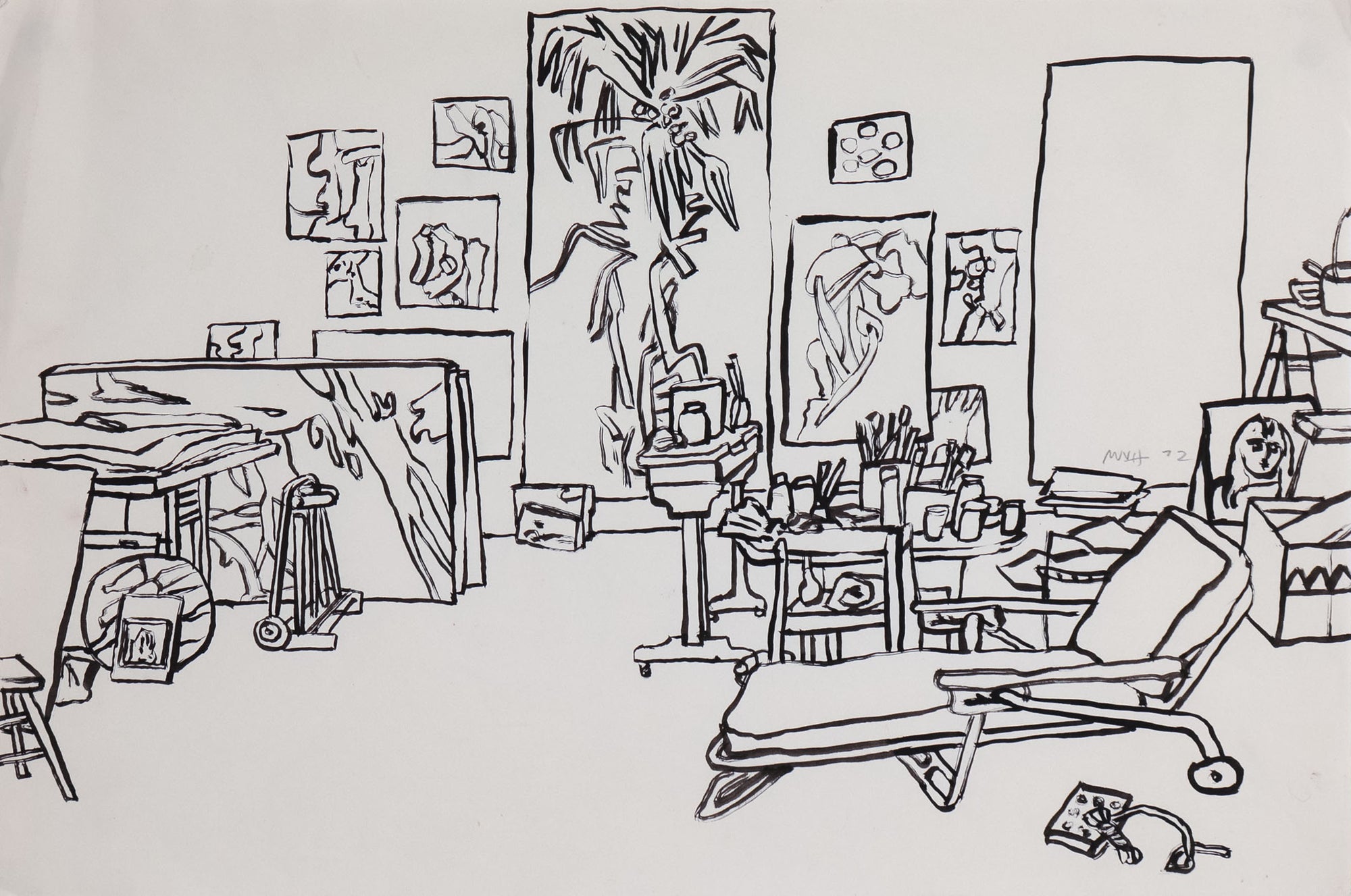 Monochrome Studio Scene <br>1972 Ink <br><br>#C8779