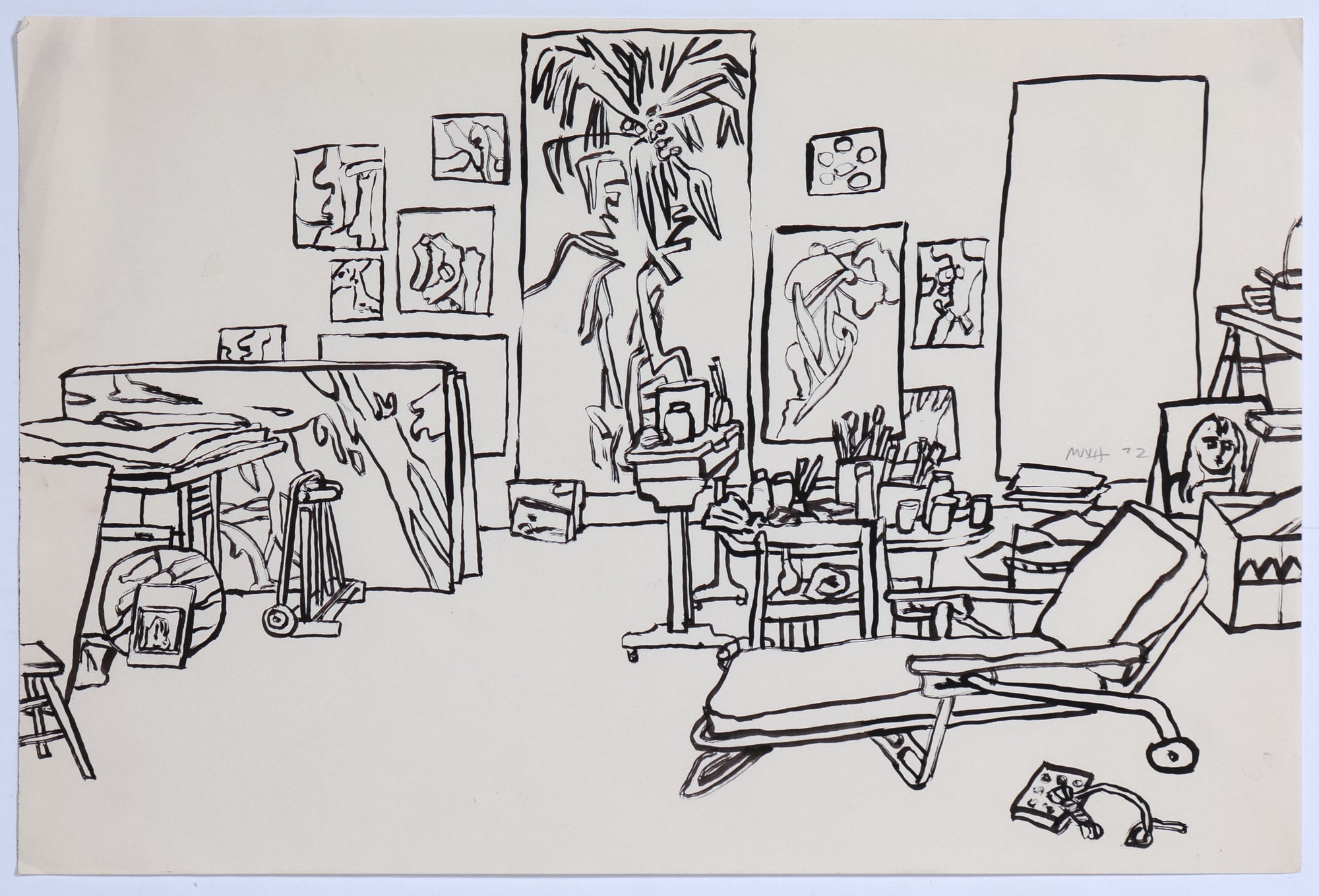 Monochrome Studio Scene <br>1972 Ink <br><br>#C8779