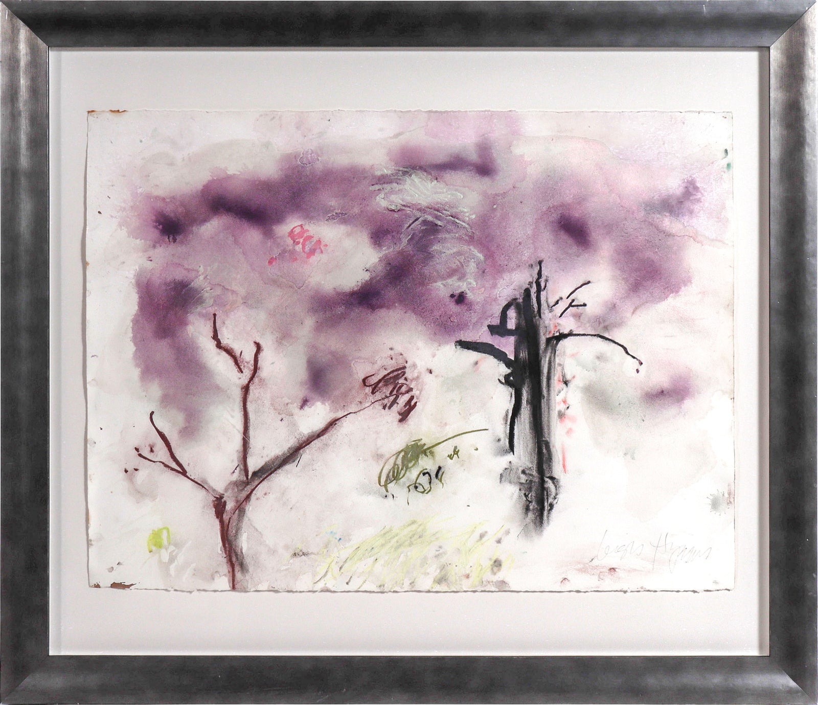 Two Abstracted Trees <br>20th Century Watercolor & Pastel <br><br>#C8800
