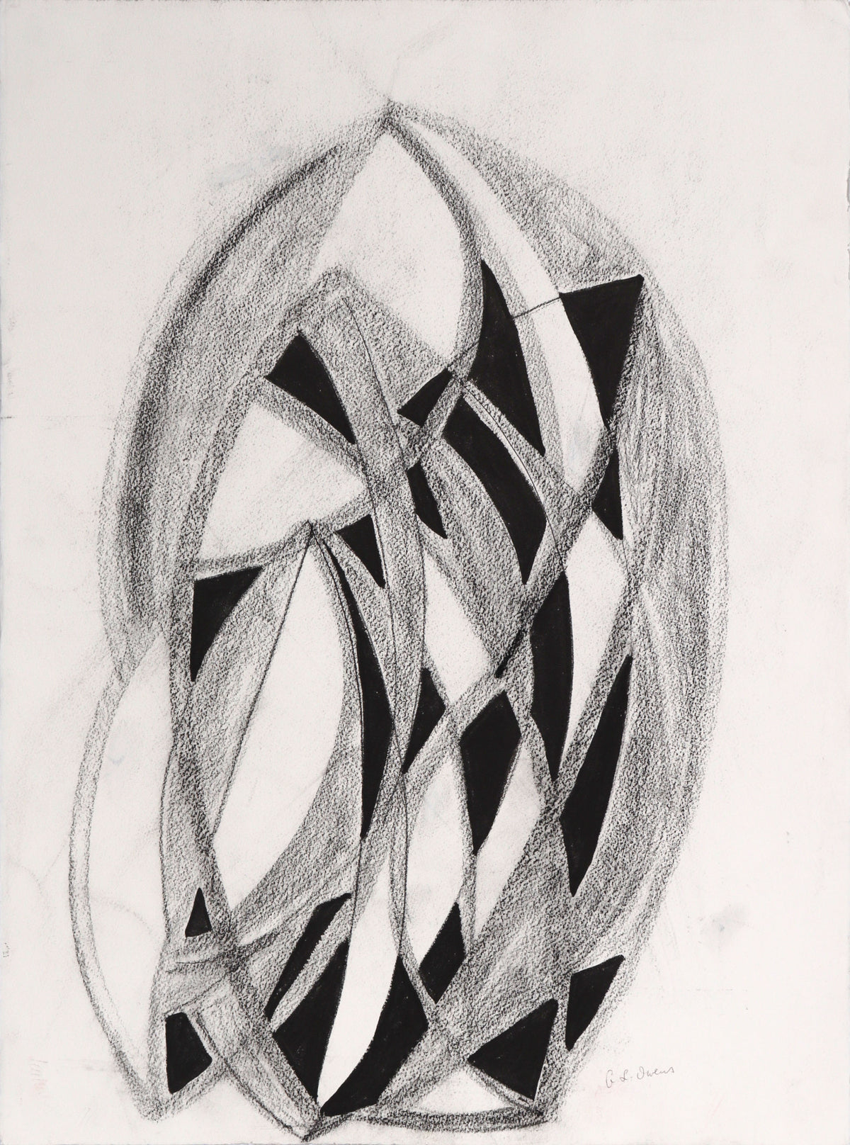 Angular Geometric Abstract <br>20th Century Charcoal <br><br>#C8819