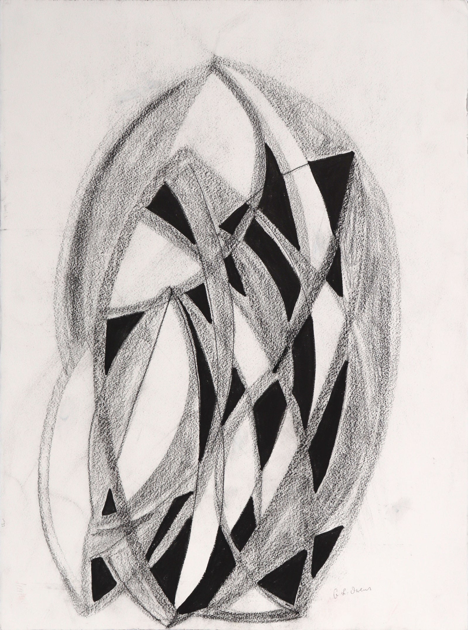 Angular Geometric Abstract <br>20th Century Charcoal <br><br>#C8819