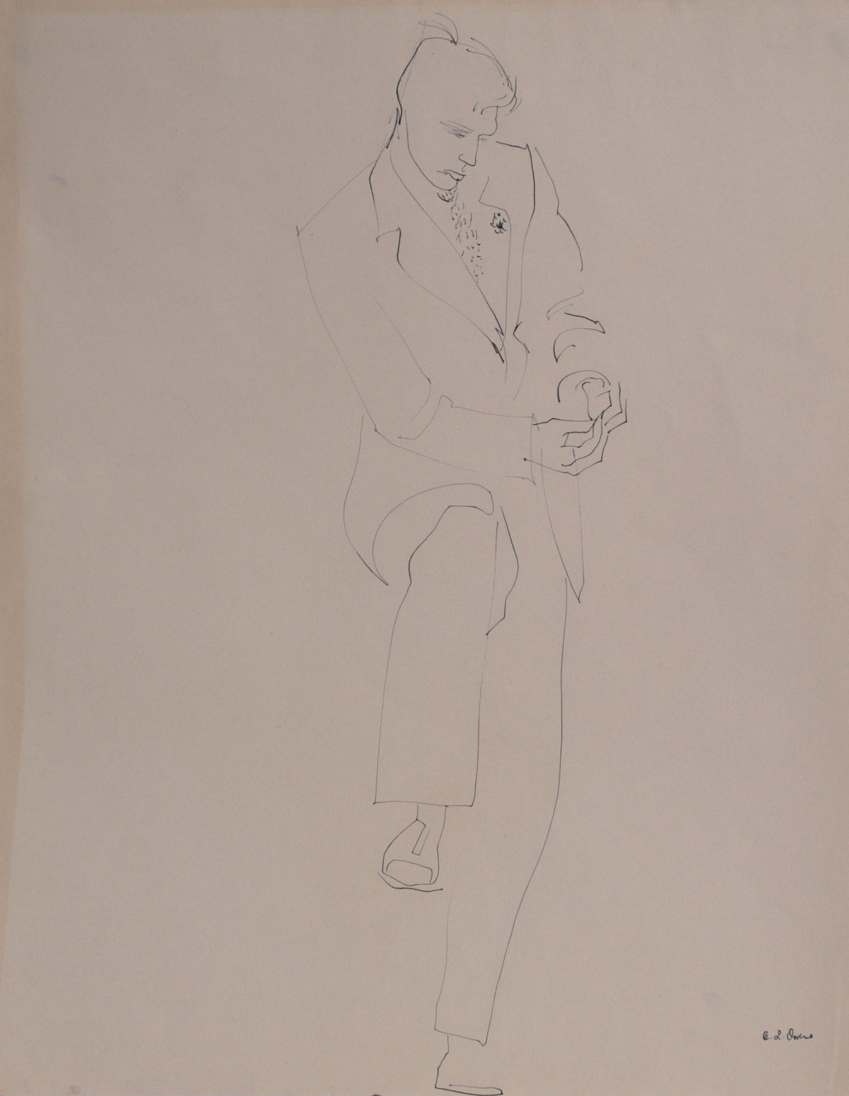 Dapper Male Figure &lt;br&gt;1942 Ink &lt;br&gt;&lt;br&gt;#C8821