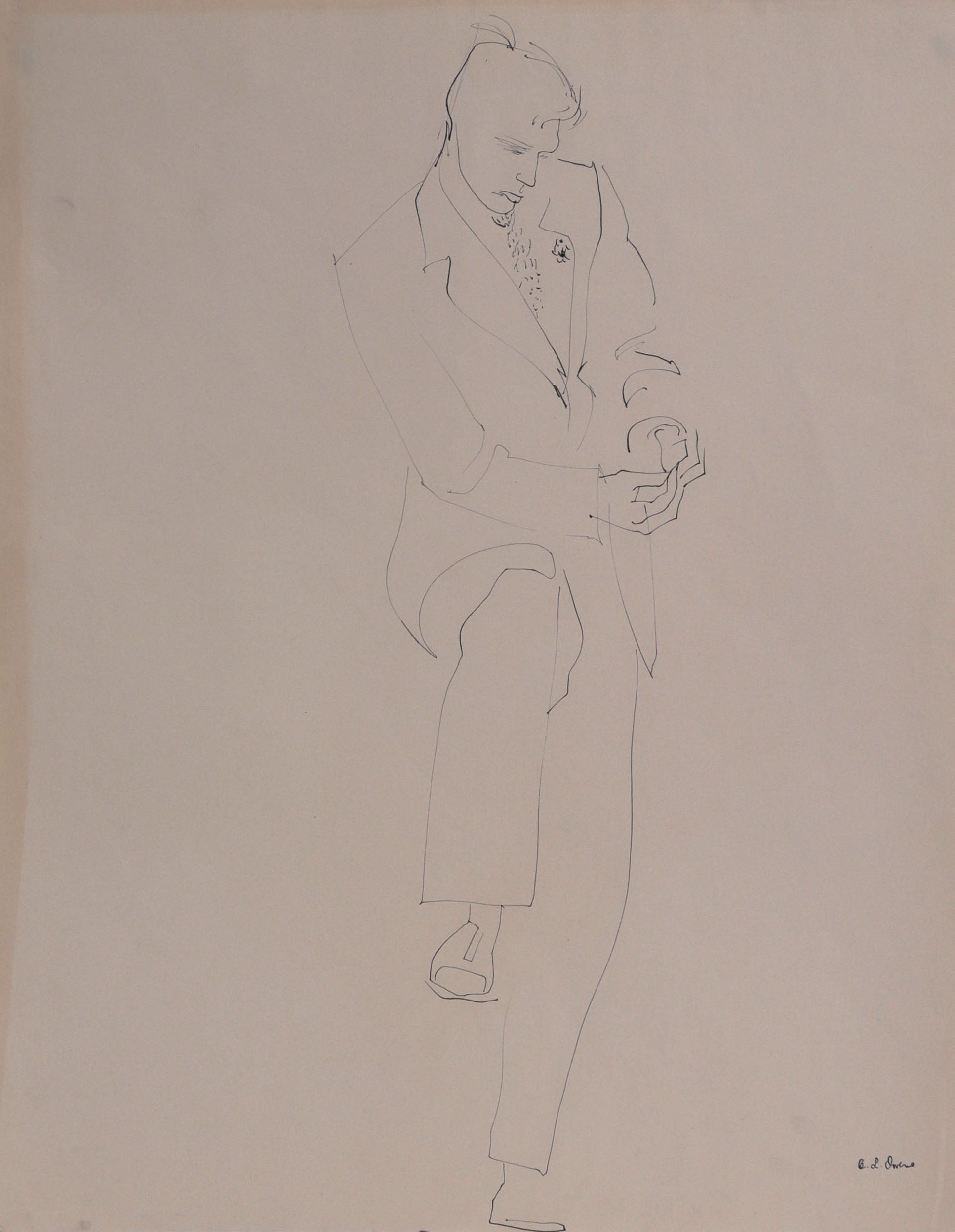 Dapper Male Figure <br>1942 Ink <br><br>#C8821