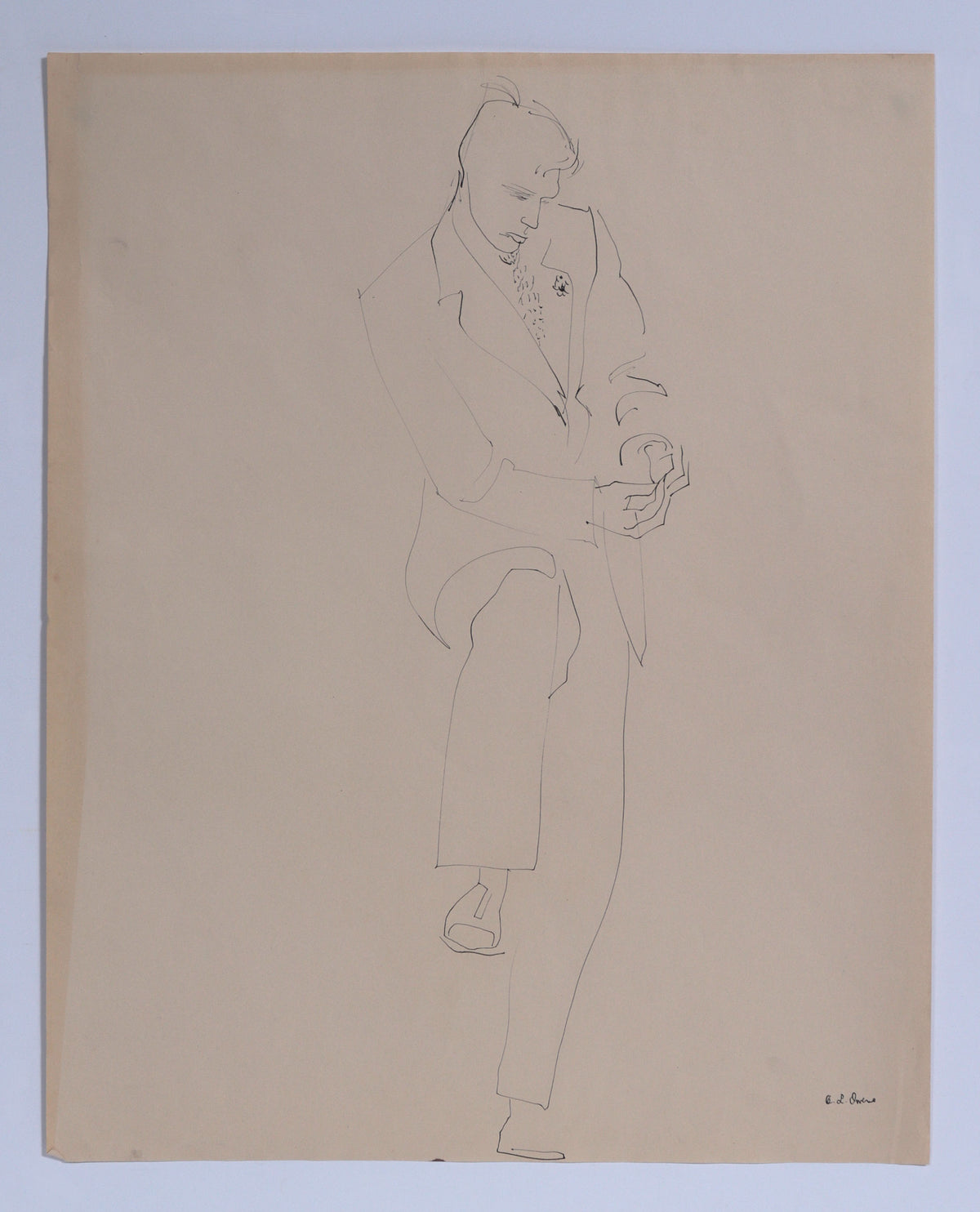 Dapper Male Figure <br>1942 Ink <br><br>#C8821