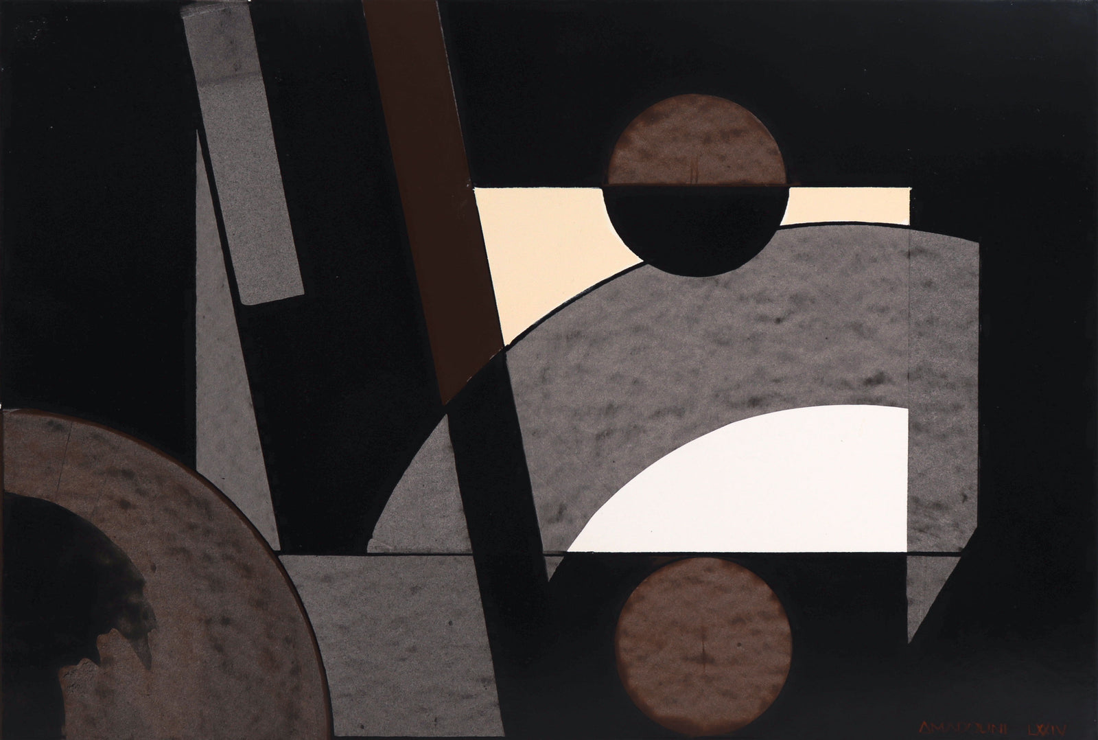 Bold Geometric Abstract <br>1974 Monotype & Glossy Ink <br><br>#C8822