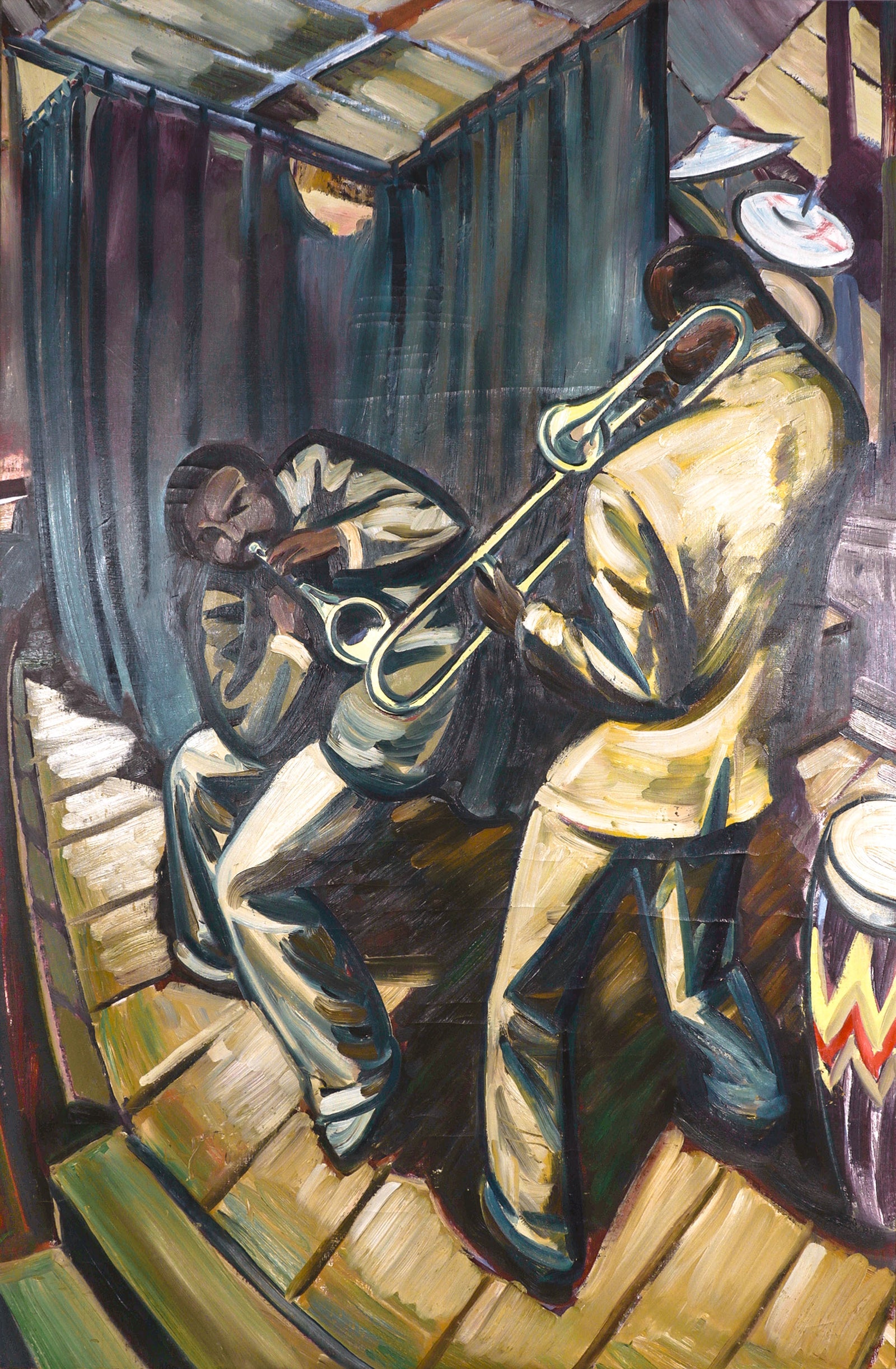 <i>Trombone & Trumpet</i> <br>1984 Oil <br><br>#C8880