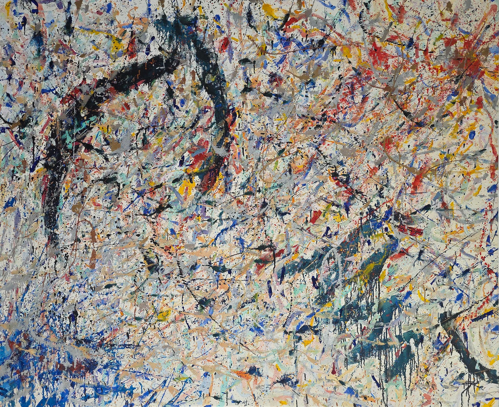 Muted Abstract Expressionist Painting <br>Early 1970s Oil <br><br>#C8904