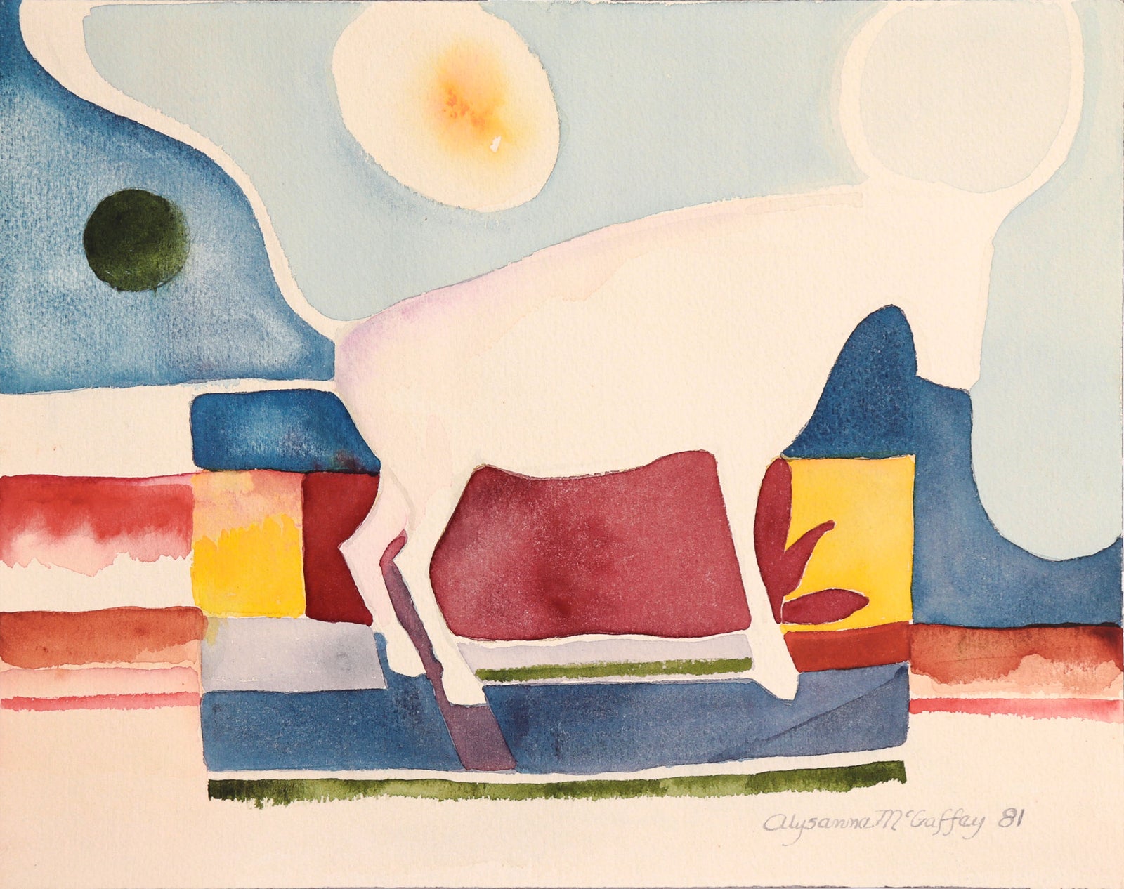 White Bull <br>1981 Watercolor <br><br>#C8953