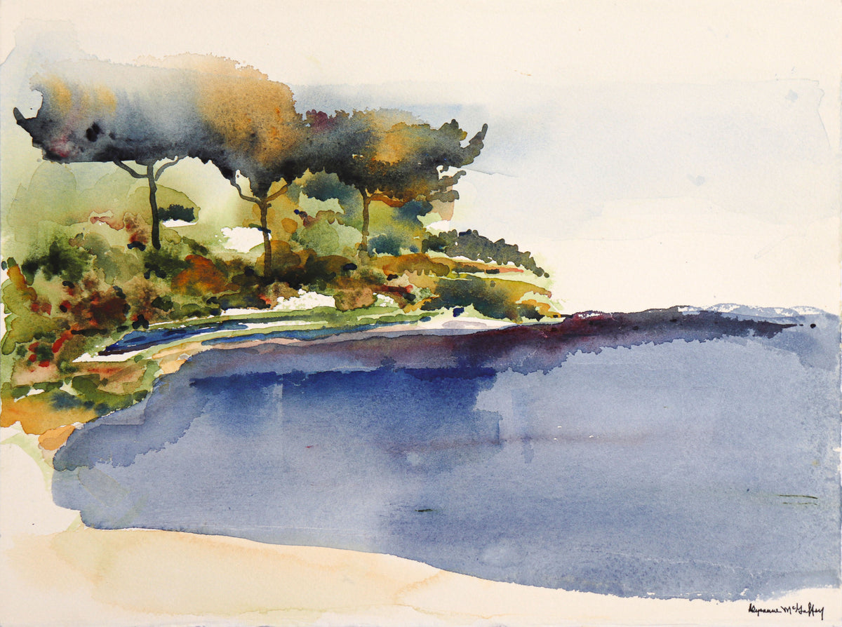 Trees by the CA Coast &lt;br&gt;20th Century Watercolor &lt;br&gt;&lt;br&gt;#C8957